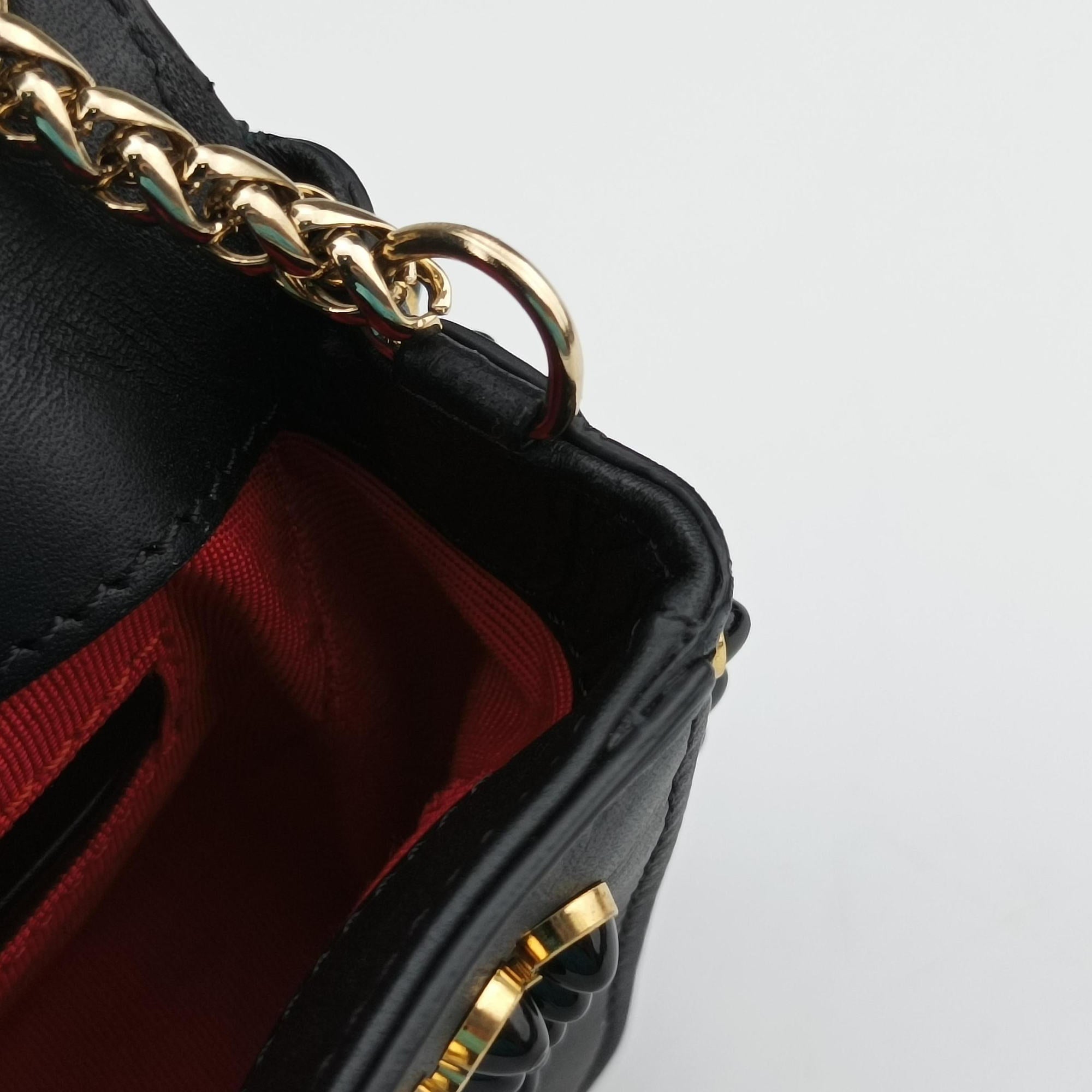 Pre-owned Christian Louboutin Sweet Charity Scarabe Spike Black Leather  shoulderbag | stylenewstar