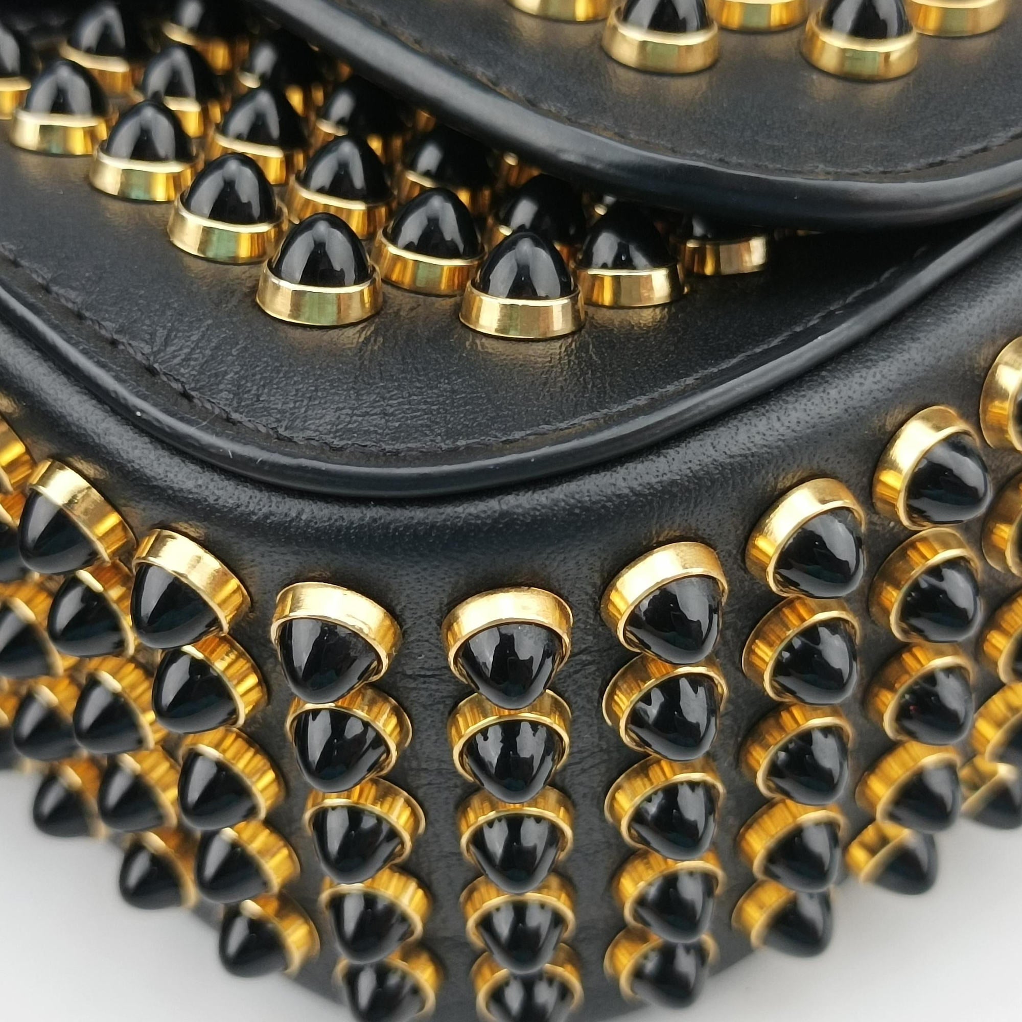 Pre-owned Christian Louboutin Sweet Charity Scarabe Spike Black Leather  shoulderbag | stylenewstar