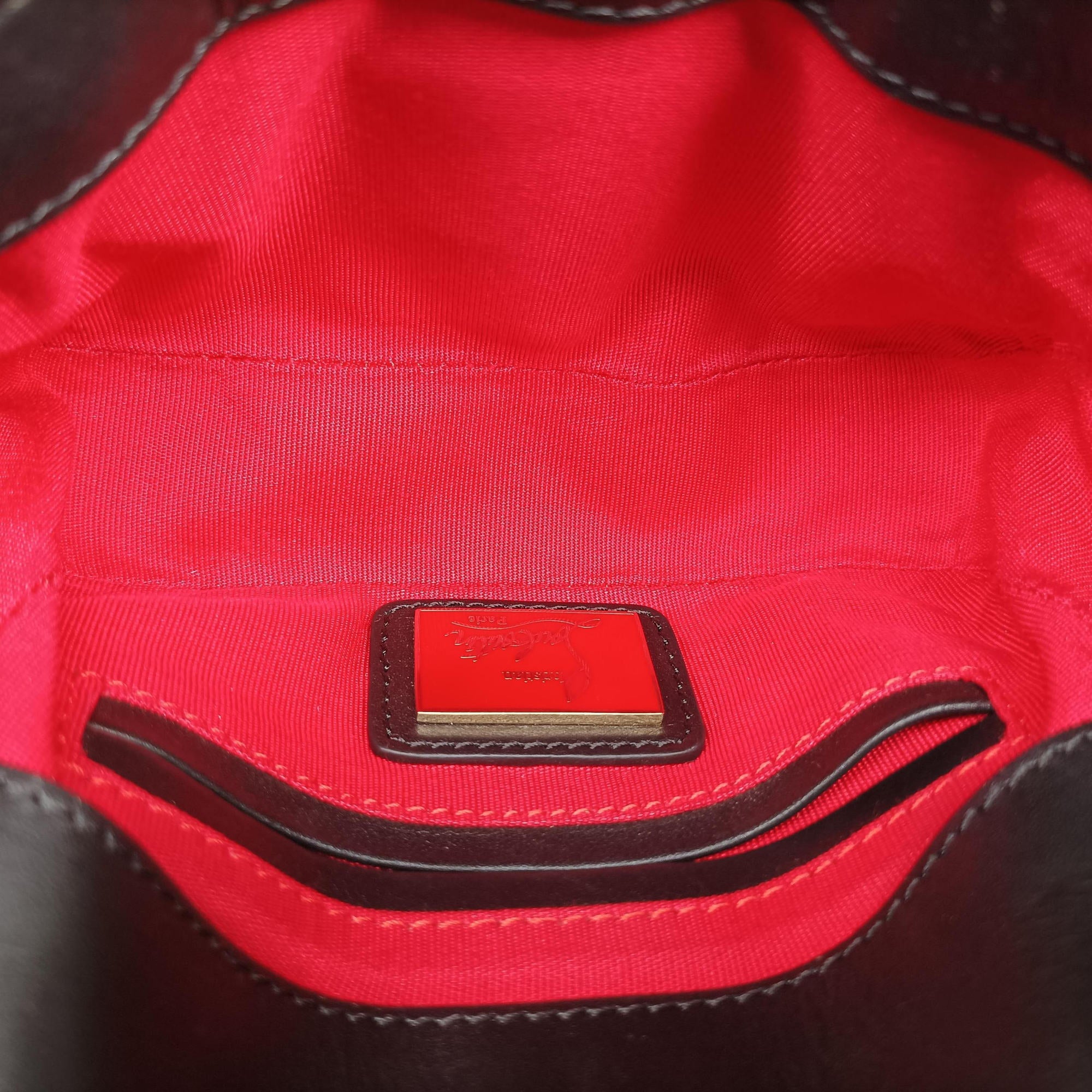 Pre-owned Christian Louboutin Sweet Charity Scarabe Spike Black Leather  shoulderbag | stylenewstar
