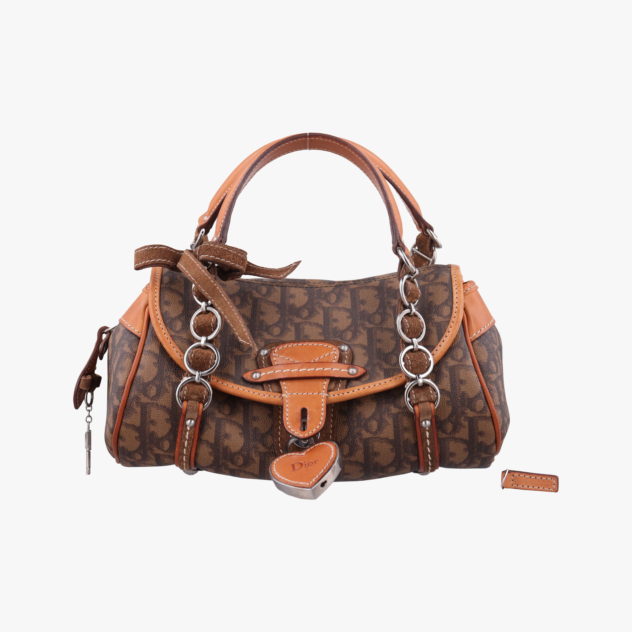 Pre-owned Christian Dior Romantique Trotter Brown Jacquard × Leather × Velvet  handbag | stylenewstar