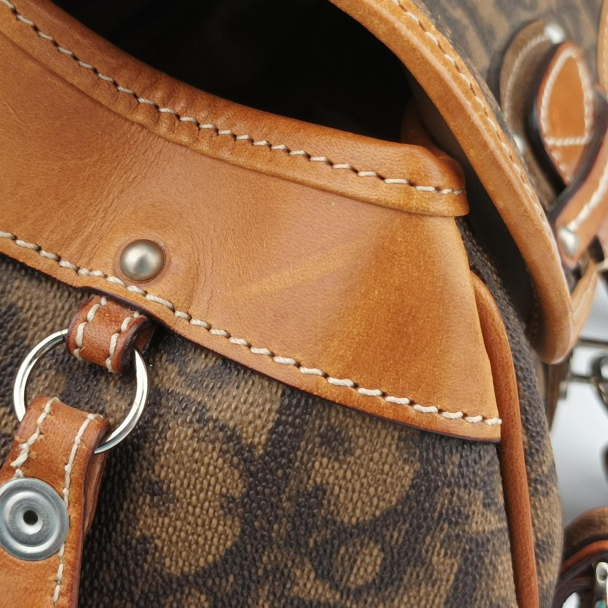 Pre-owned Christian Dior Romantique Trotter Brown Jacquard × Leather × Velvet  handbag | stylenewstar