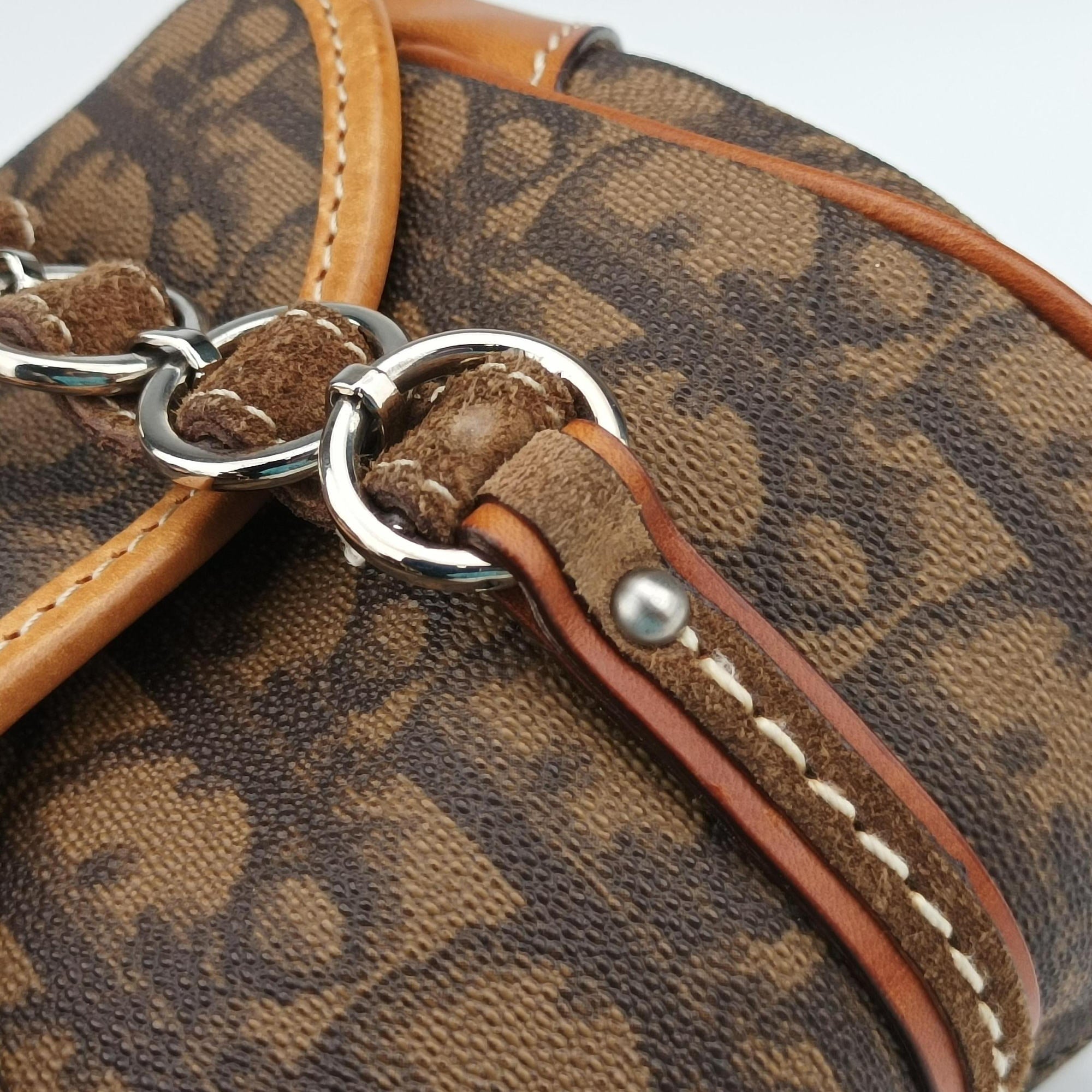 Pre-owned Christian Dior Romantique Trotter Brown Jacquard × Leather × Velvet  handbag | stylenewstar