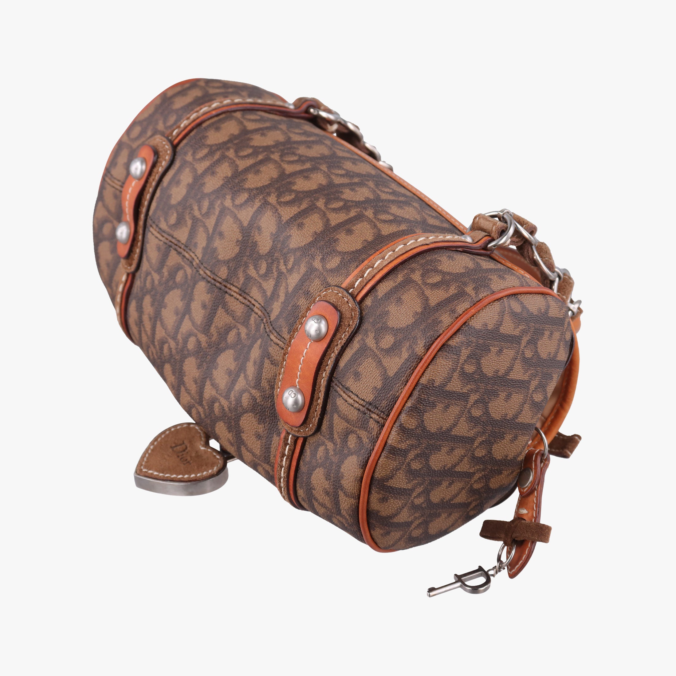 Pre-owned Christian Dior Romantique Trotter Brown Jacquard × Leather × Velvet  handbag | stylenewstar
