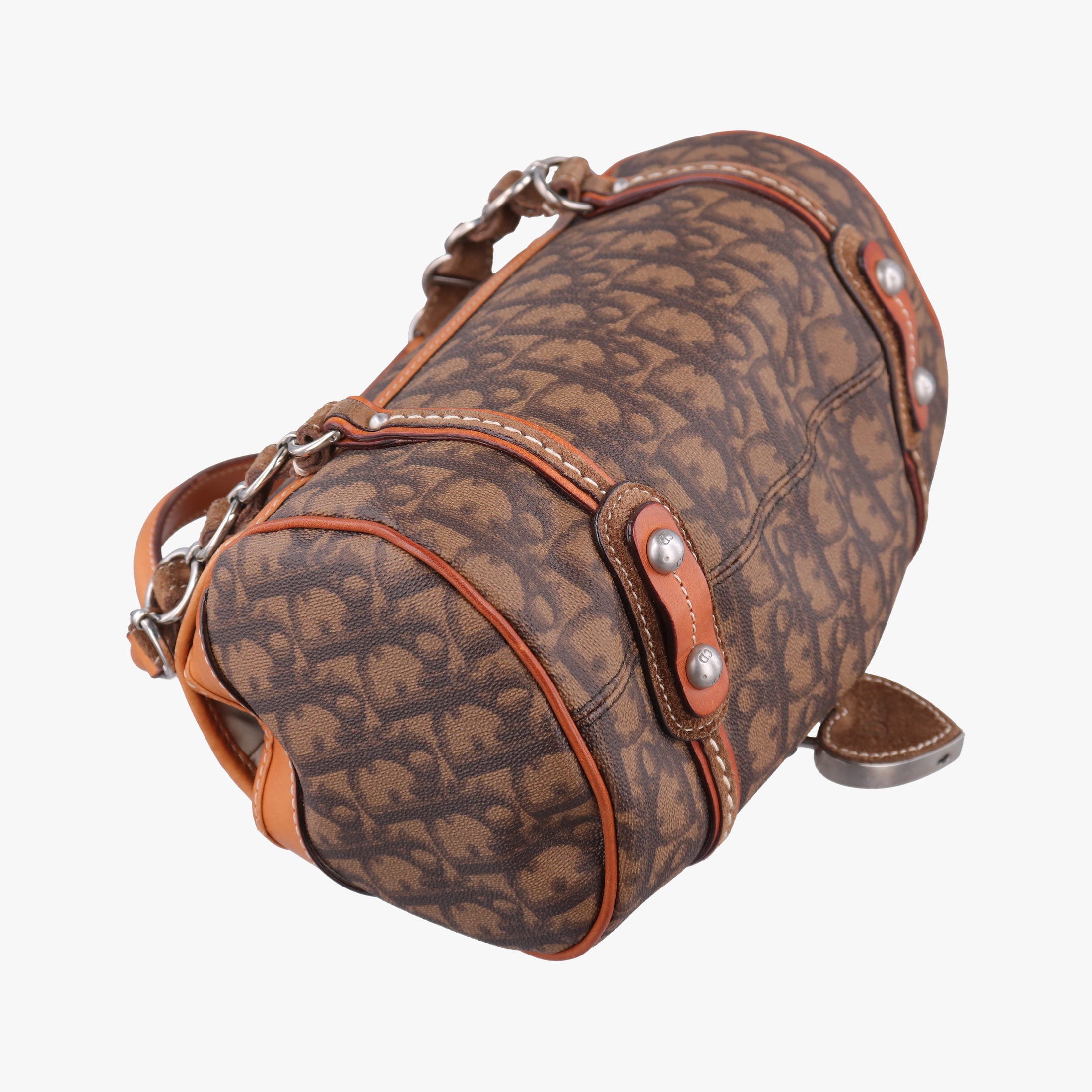 Pre-owned Christian Dior Romantique Trotter Brown Jacquard × Leather × Velvet  handbag | stylenewstar