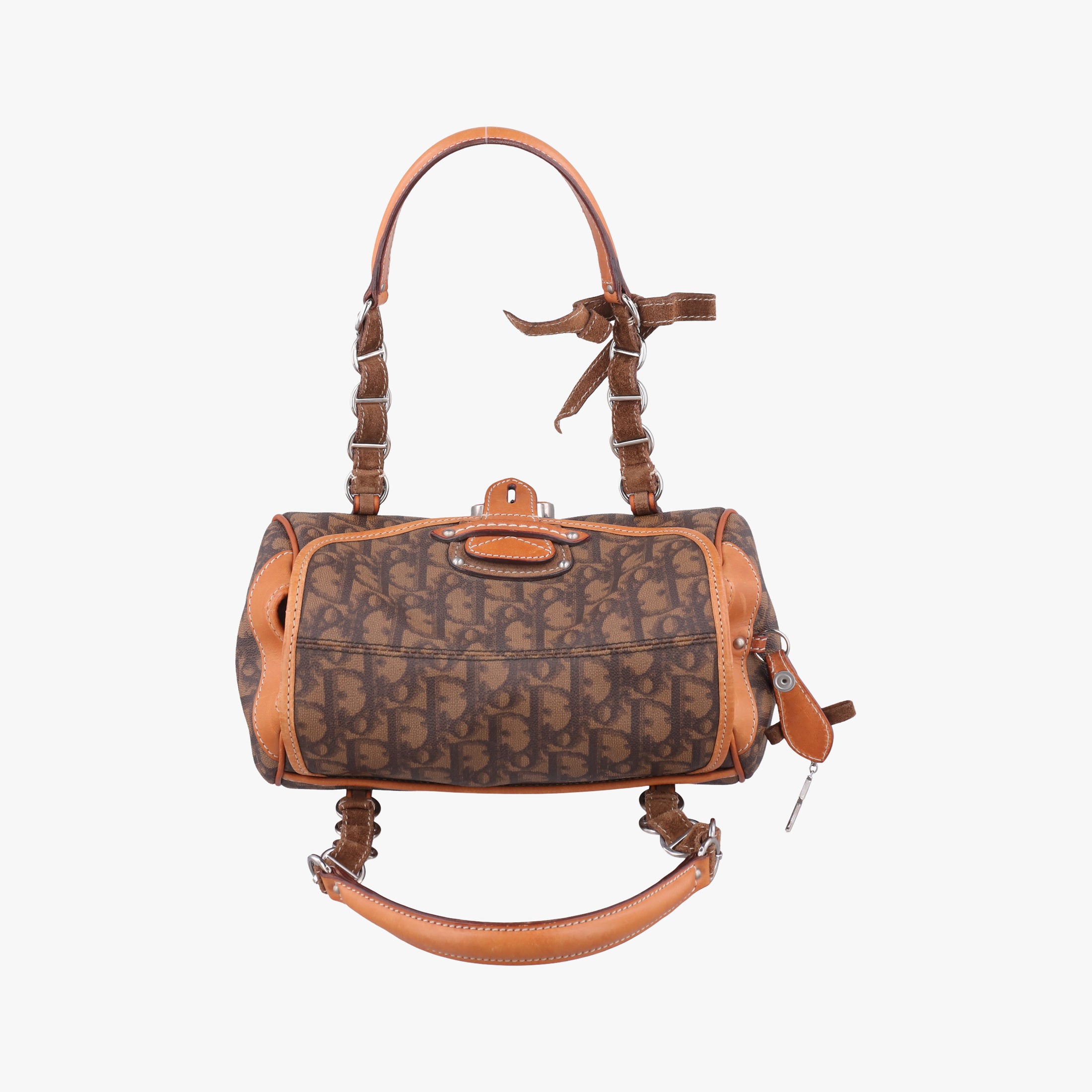 Pre-owned Christian Dior Romantique Trotter Brown Jacquard × Leather × Velvet  handbag | stylenewstar