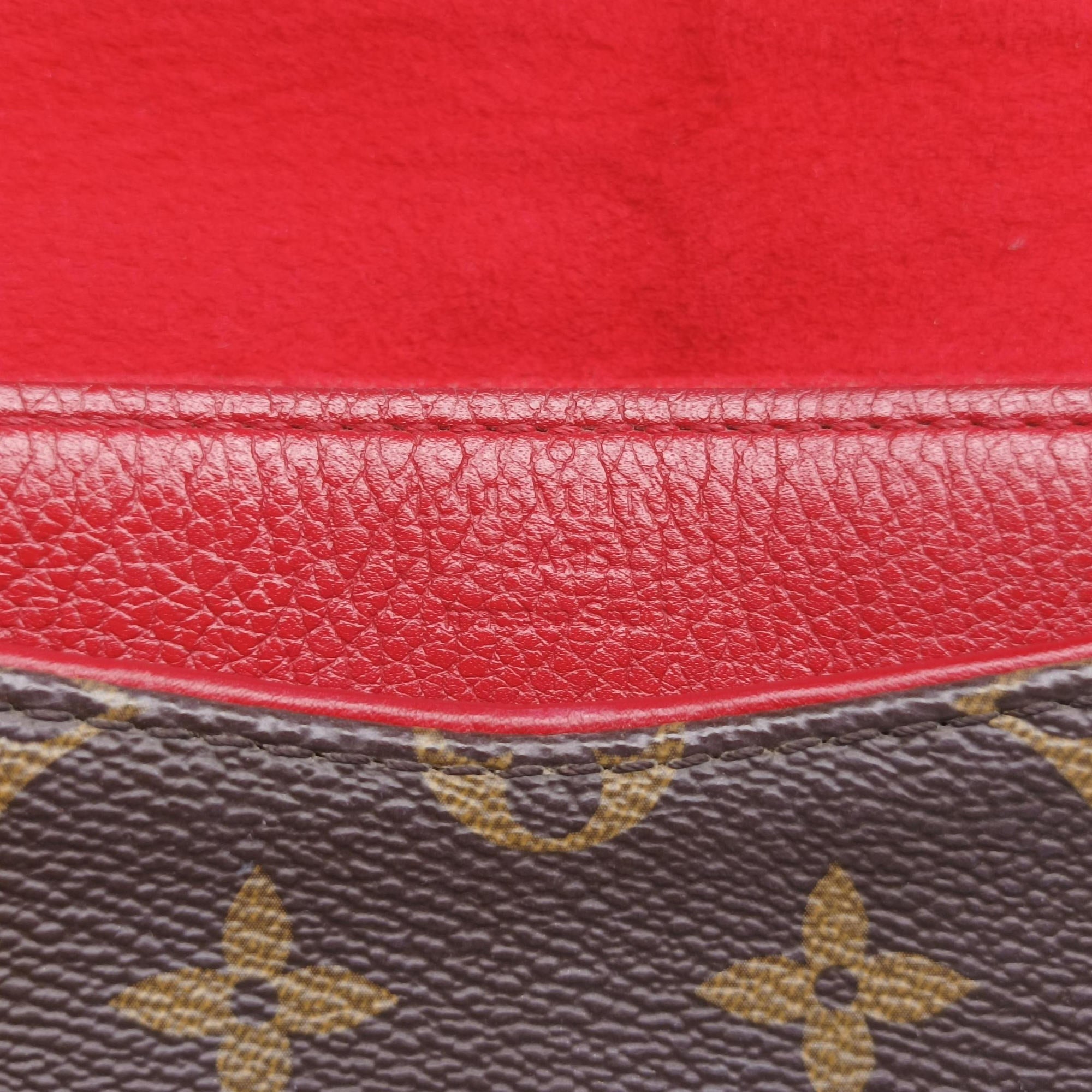Pre-owned Louis Vuitton PALLAS Chain Brown×CERISE Monogram Canvas×calf leather M41201 shoulderbag | stylenewstar
