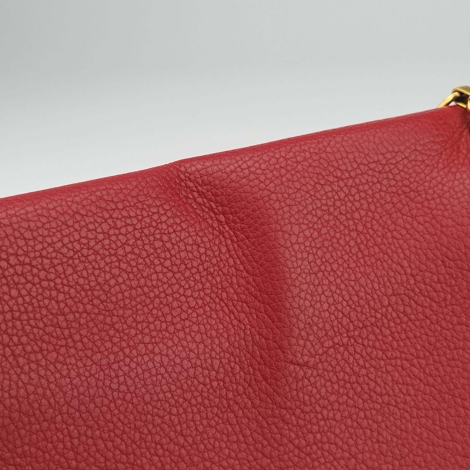 Pre-owned Louis Vuitton PALLAS Chain Brown×CERISE Monogram Canvas×calf leather M41201 shoulderbag | stylenewstar