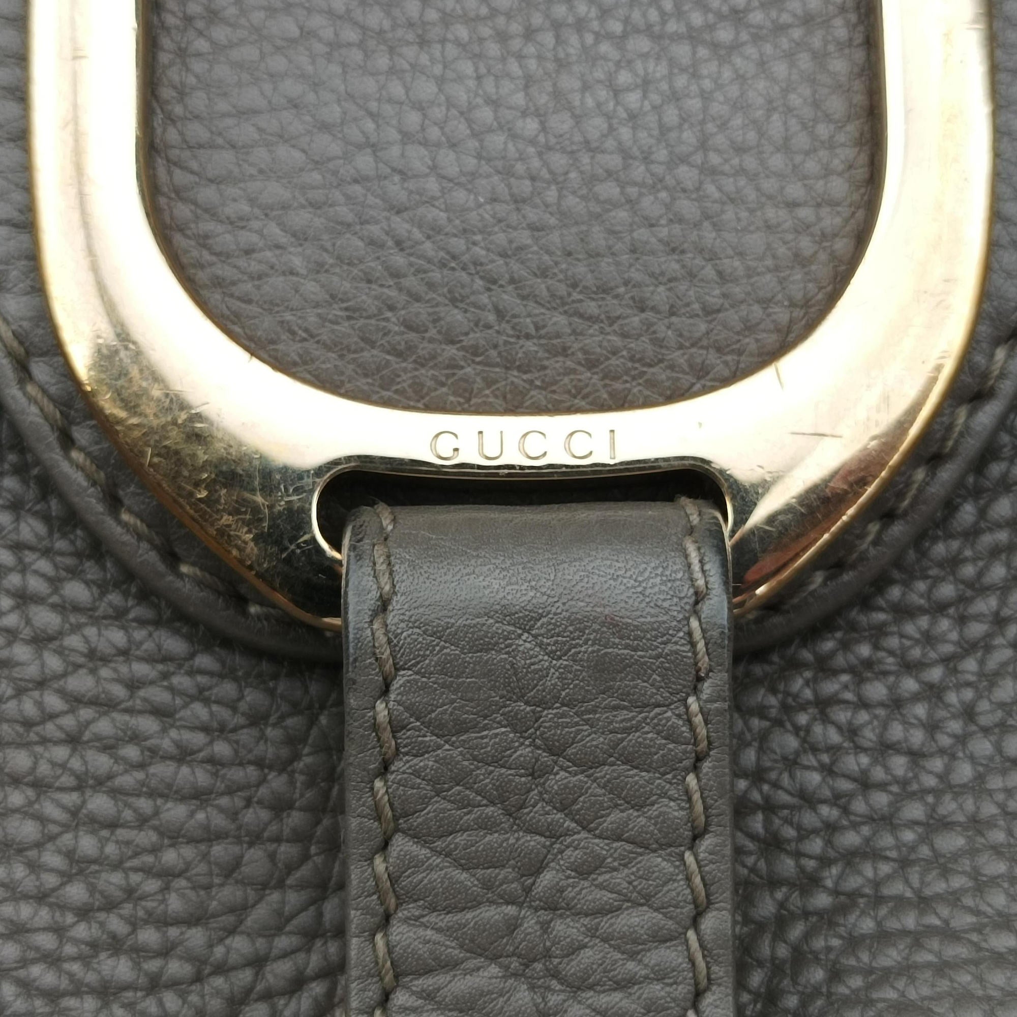 Pre-owned Gucci Greenwich Medium Grey Leather 268747 handbag | stylenewstar