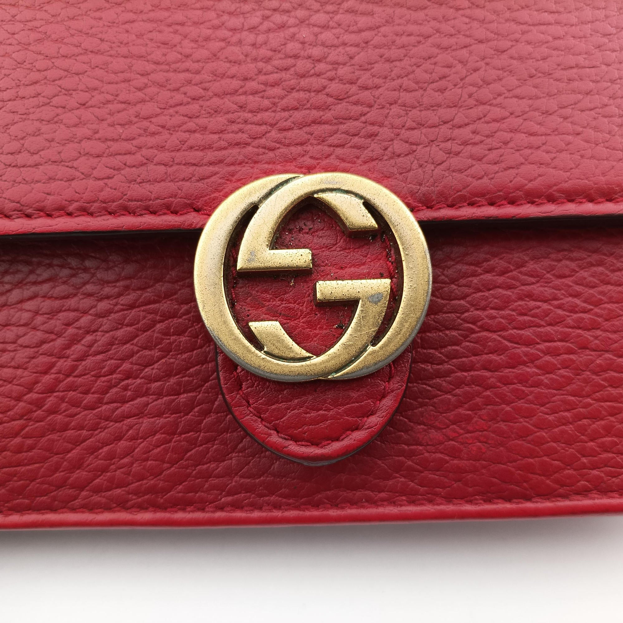 Pre-owned Gucci Interlocking G Red Leather 510314 shoulderbag | stylenewstar