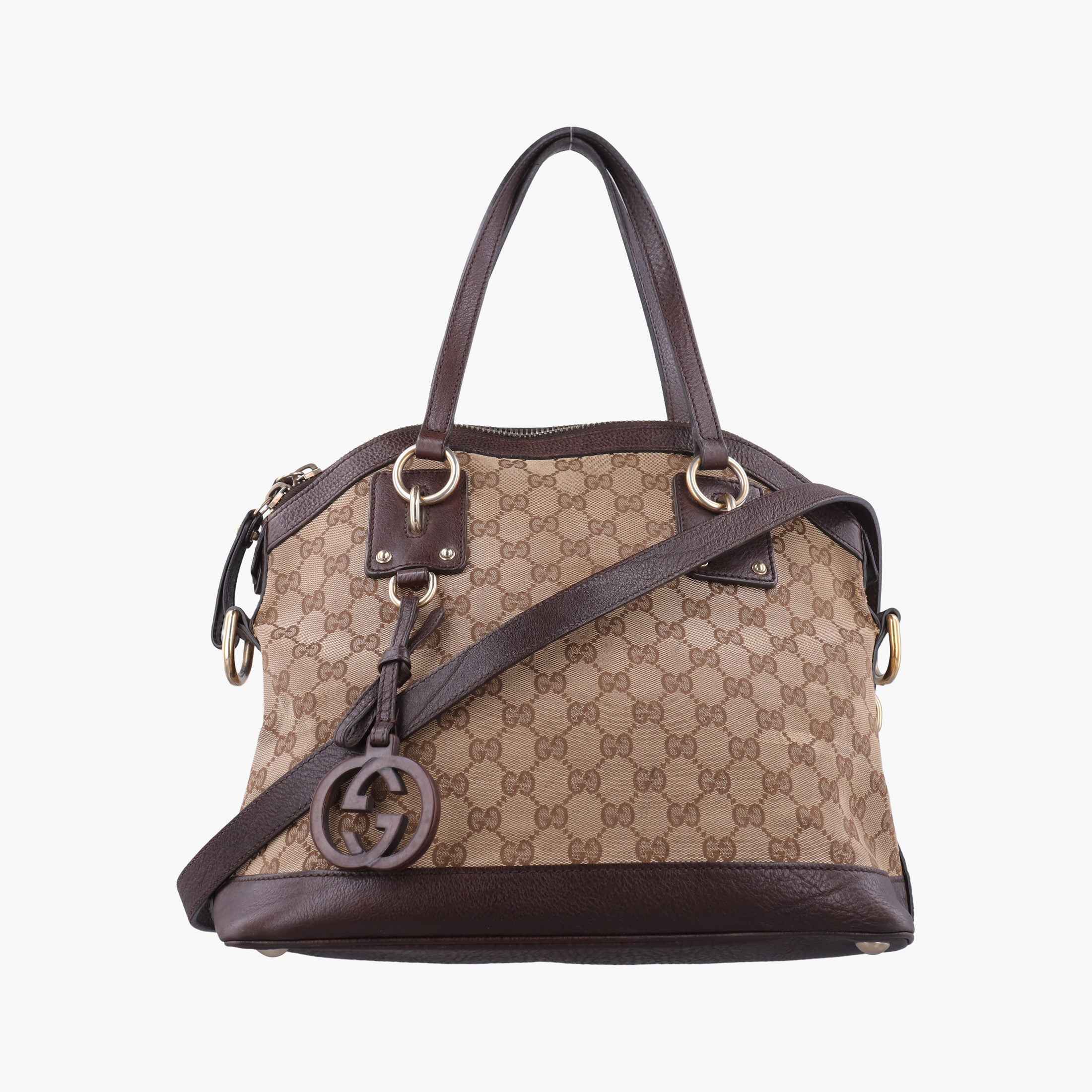 Pre-owned Gucci Guccissima Brown Leather×Canvas 247279 shoulderbag | stylenewstar