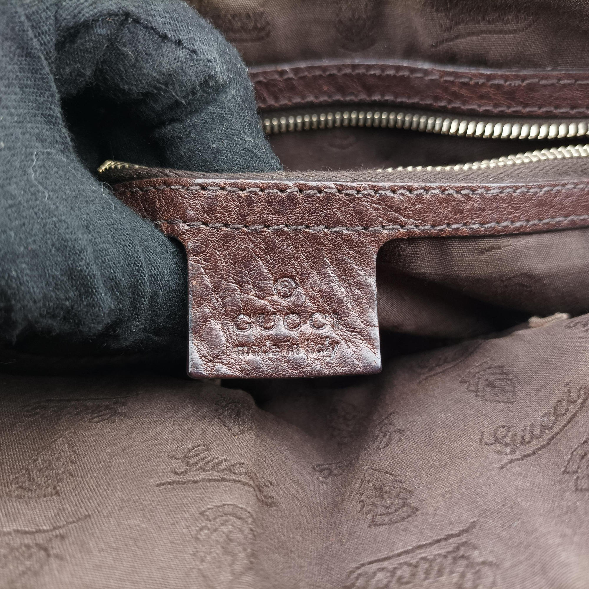Pre-owned Gucci Guccissima Brown Leather×Canvas 247279 shoulderbag | stylenewstar