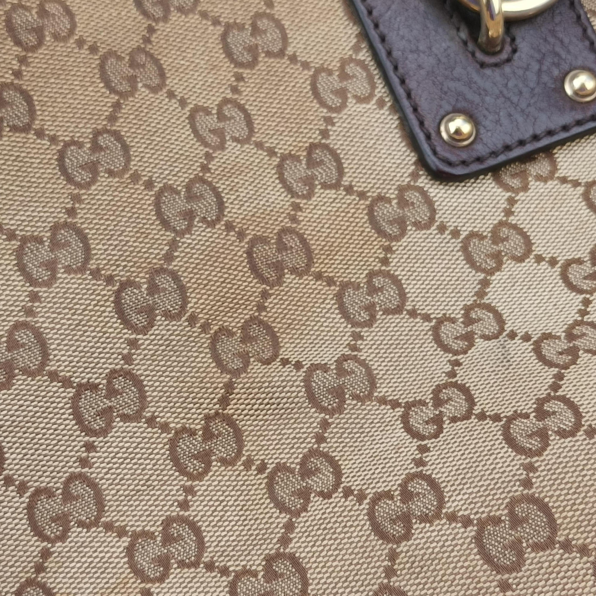 Pre-owned Gucci Guccissima Brown Leather×Canvas 247279 shoulderbag | stylenewstar