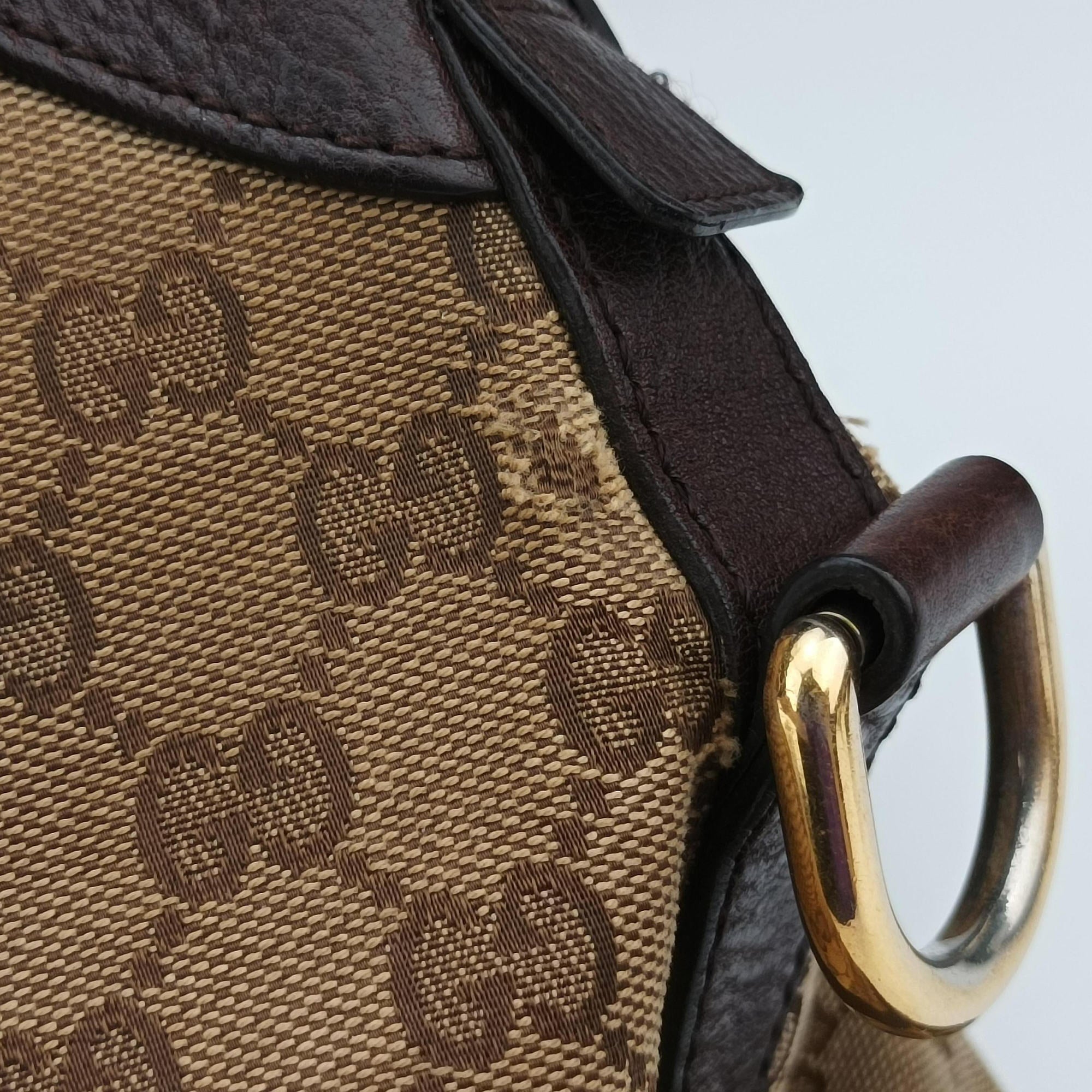 Pre-owned Gucci Guccissima Brown Leather×Canvas 247279 shoulderbag | stylenewstar