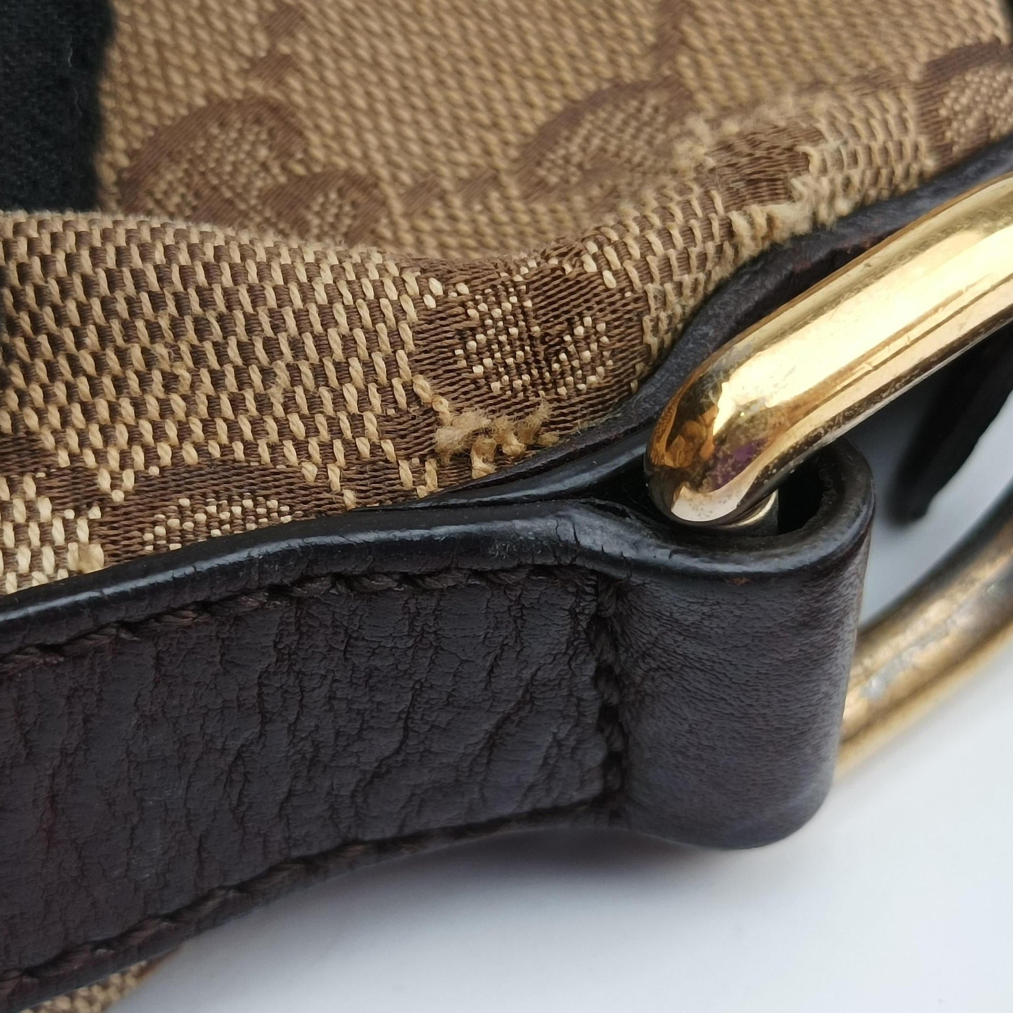 Pre-owned Gucci Guccissima Brown Leather×Canvas 247279 shoulderbag | stylenewstar