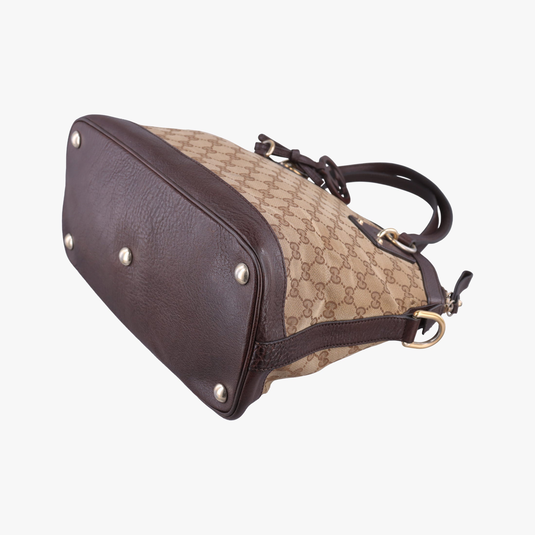 Pre-owned Gucci Guccissima Brown Leather×Canvas 247279 shoulderbag | stylenewstar