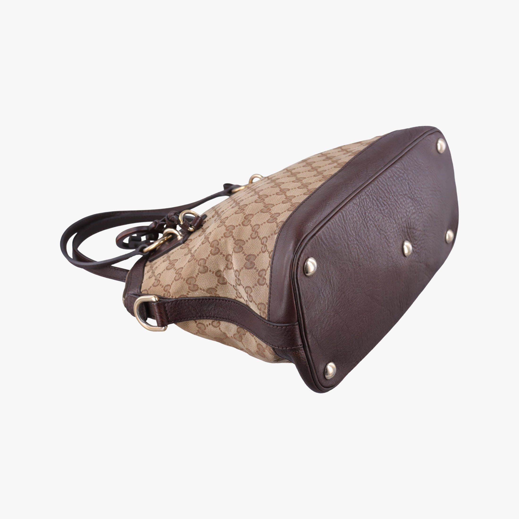 Pre-owned Gucci Guccissima Brown Leather×Canvas 247279 shoulderbag | stylenewstar