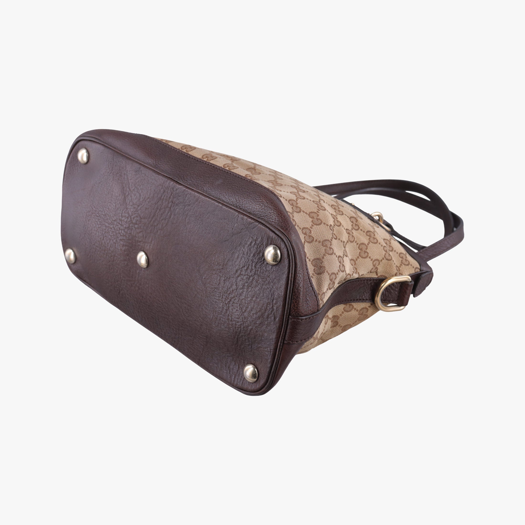 Pre-owned Gucci Guccissima Brown Leather×Canvas 247279 shoulderbag | stylenewstar