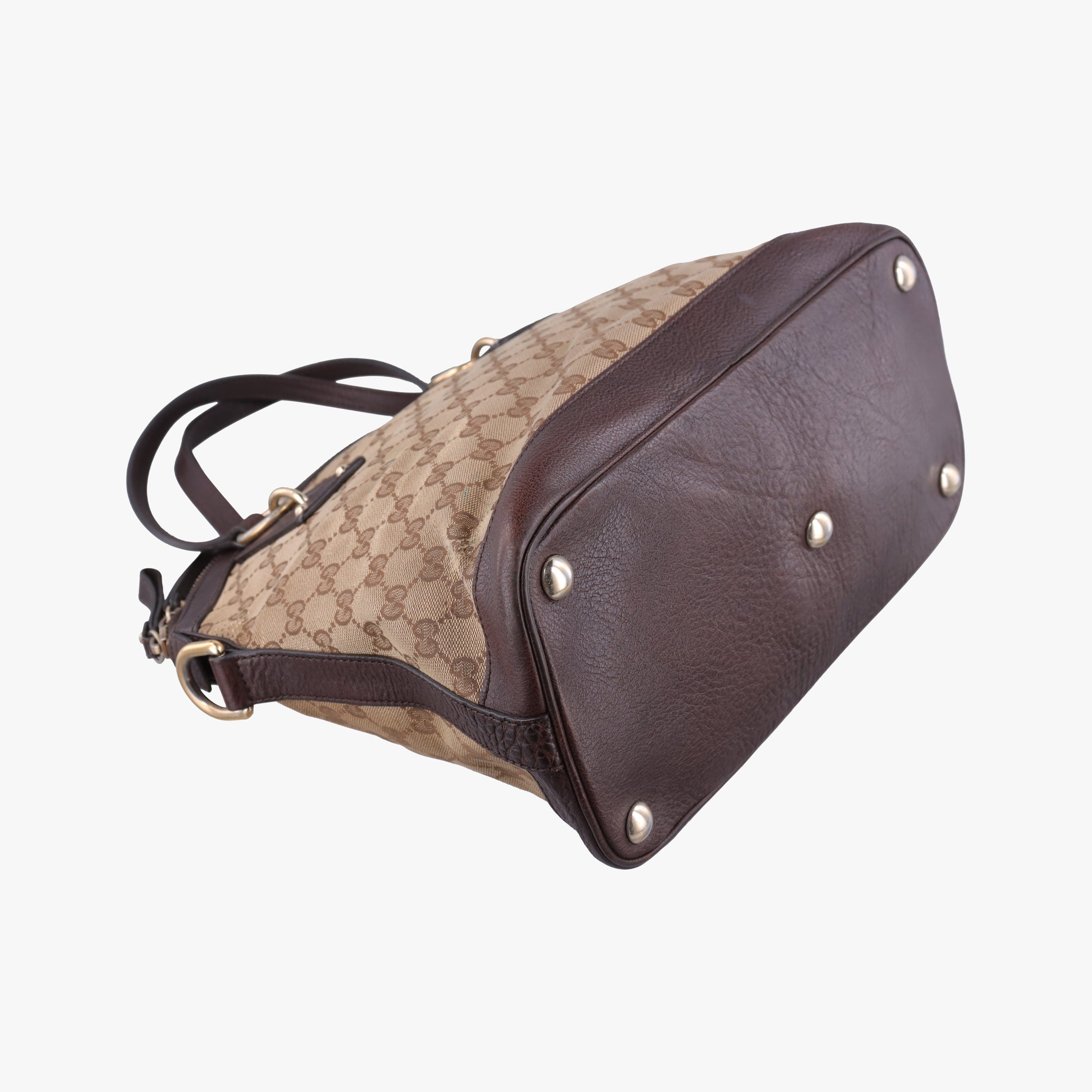 Pre-owned Gucci Guccissima Brown Leather×Canvas 247279 shoulderbag | stylenewstar