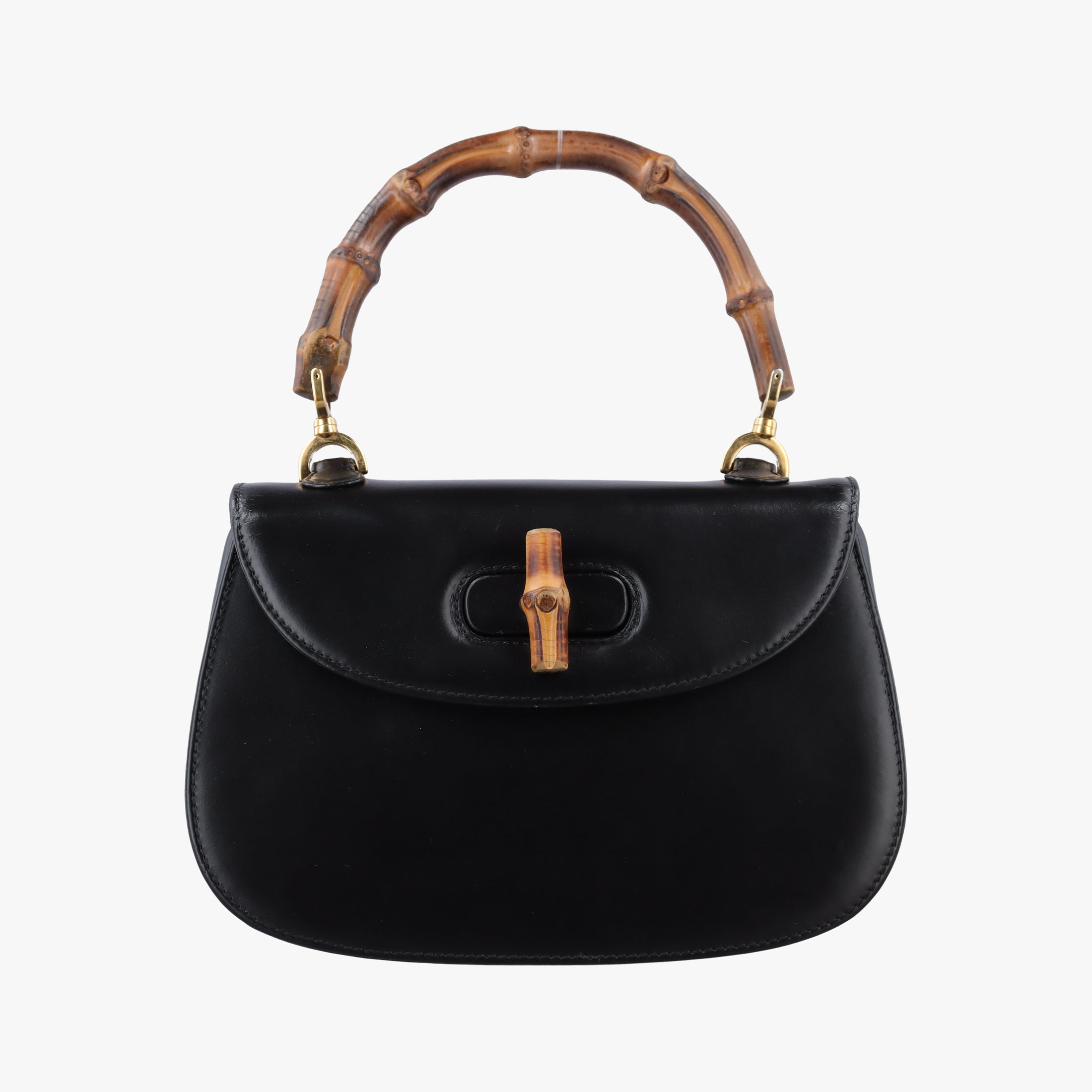 Vintage Gucci Bamboo Black Leather 000 46 handbag | stylenewstar