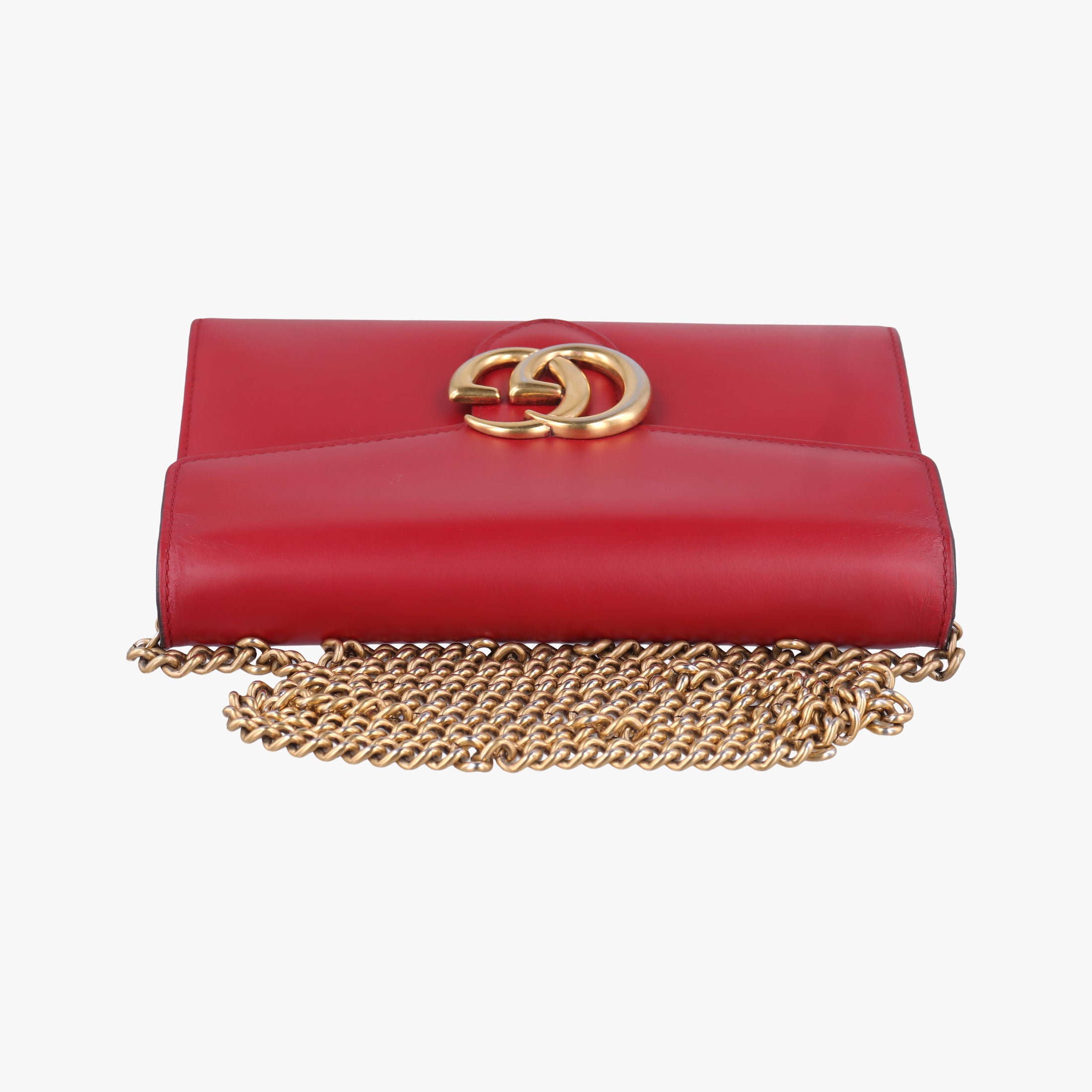 Pre-owned Gucci GG Marmont Red Leather 401232 shoulderbag | stylenewstar
