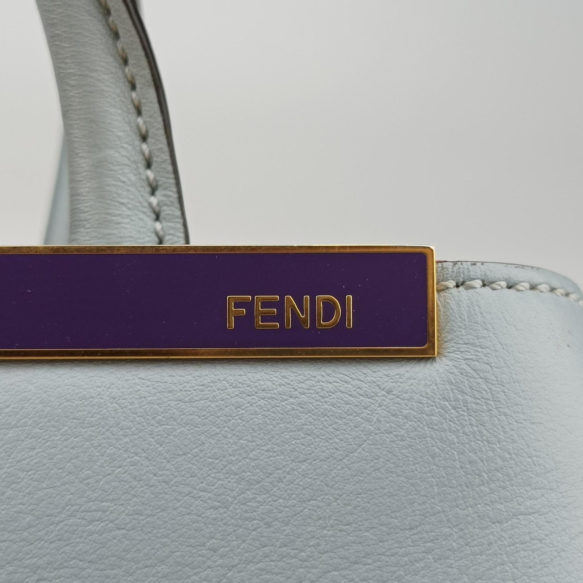 Secondhand Fendi Petite 2 JOURS Bluegray leather 8BH253 handbag | stylenewstar