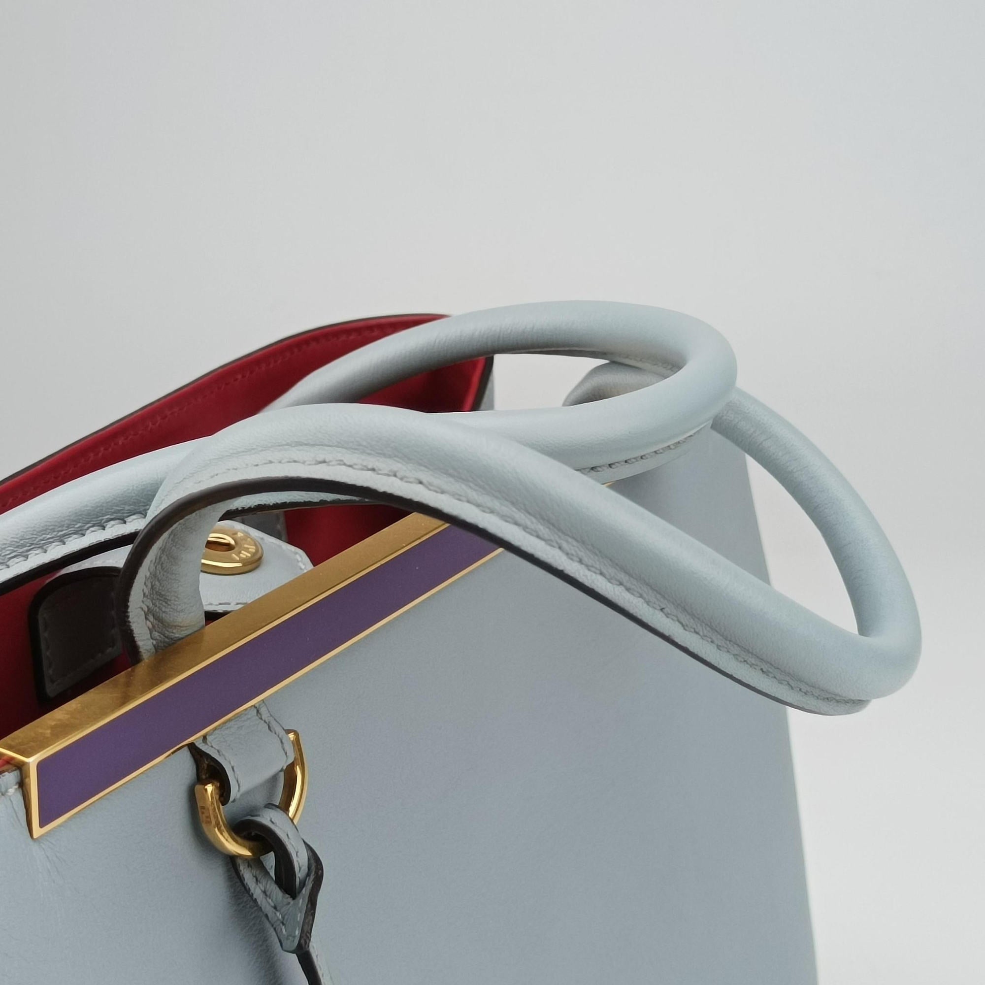 Secondhand Fendi Petite 2 JOURS Bluegray leather 8BH253 handbag | stylenewstar