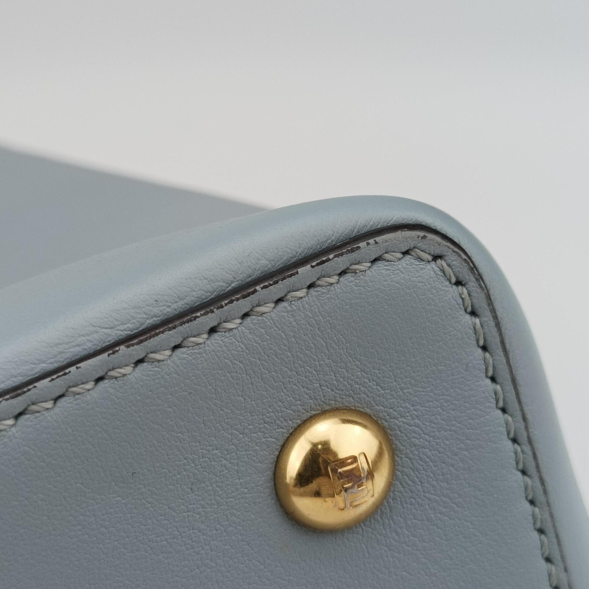 Secondhand Fendi Petite 2 JOURS Bluegray leather 8BH253 handbag | stylenewstar