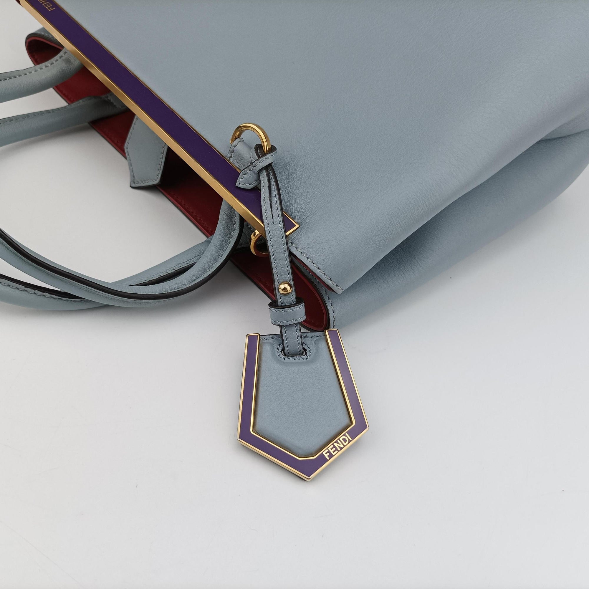Secondhand Fendi Petite 2 JOURS Bluegray leather 8BH253 handbag | stylenewstar