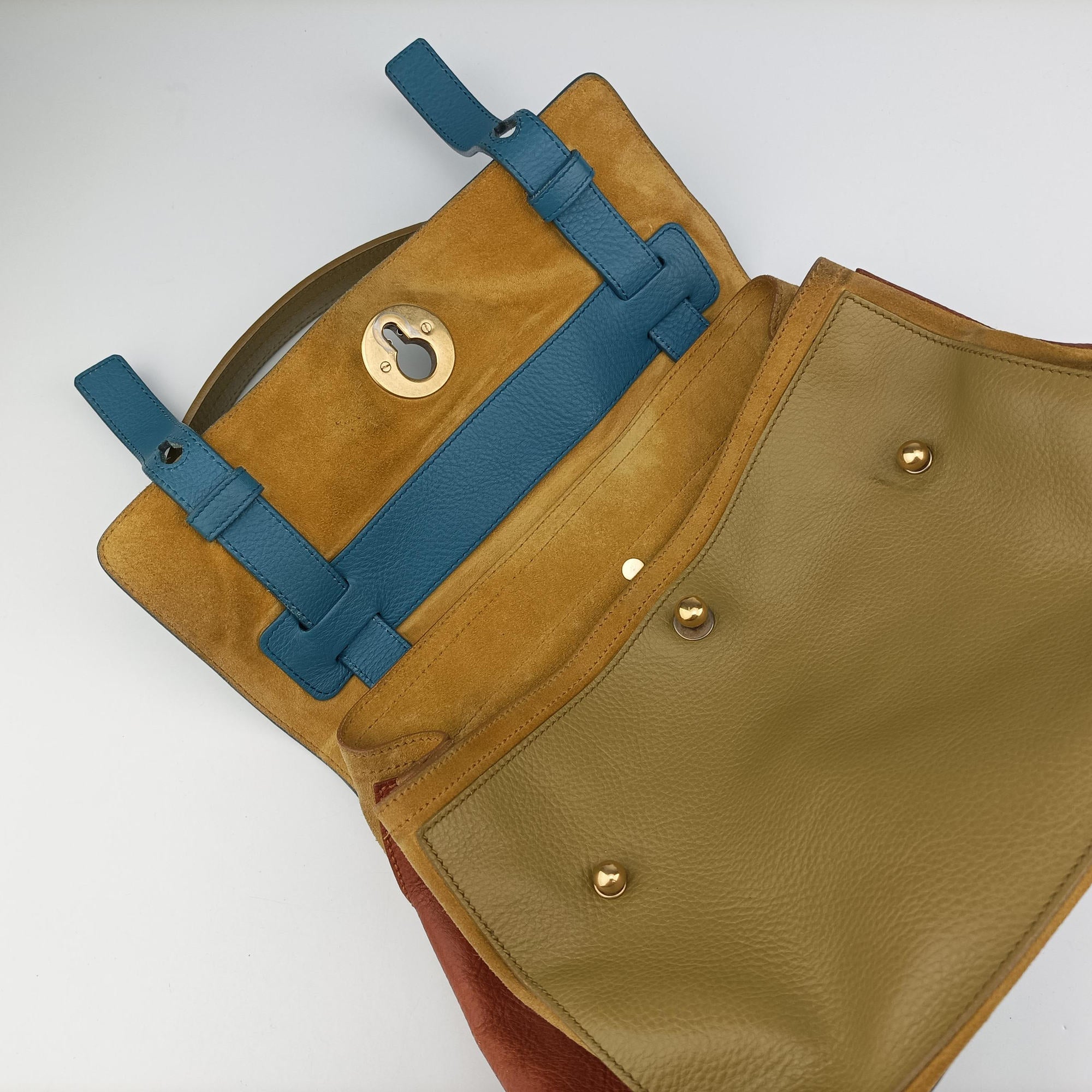 Pre-owned Yves Saint Laurent Muse Two Blue x beige×brown Leather 197149 shoulderbag | stylenewstar