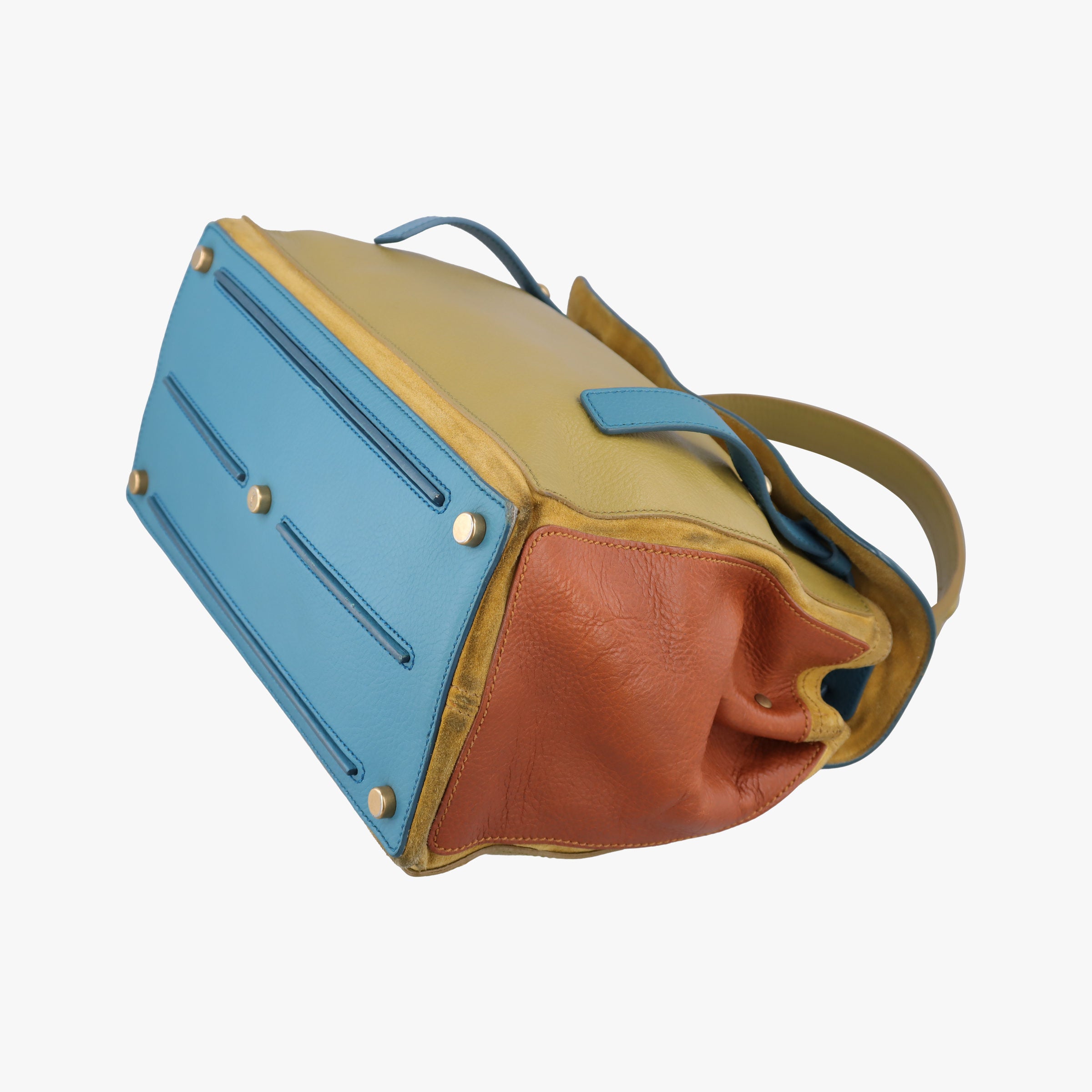 Pre-owned Yves Saint Laurent Muse Two Blue x beige×brown Leather 197149 shoulderbag | stylenewstar