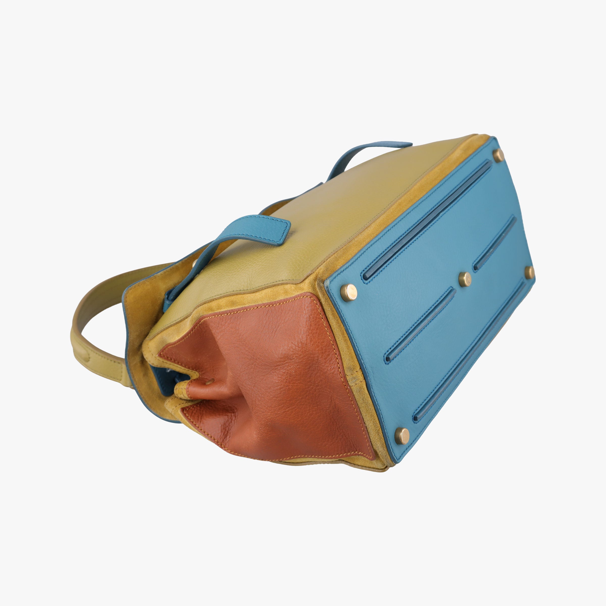 Pre-owned Yves Saint Laurent Muse Two Blue x beige×brown Leather 197149 shoulderbag | stylenewstar