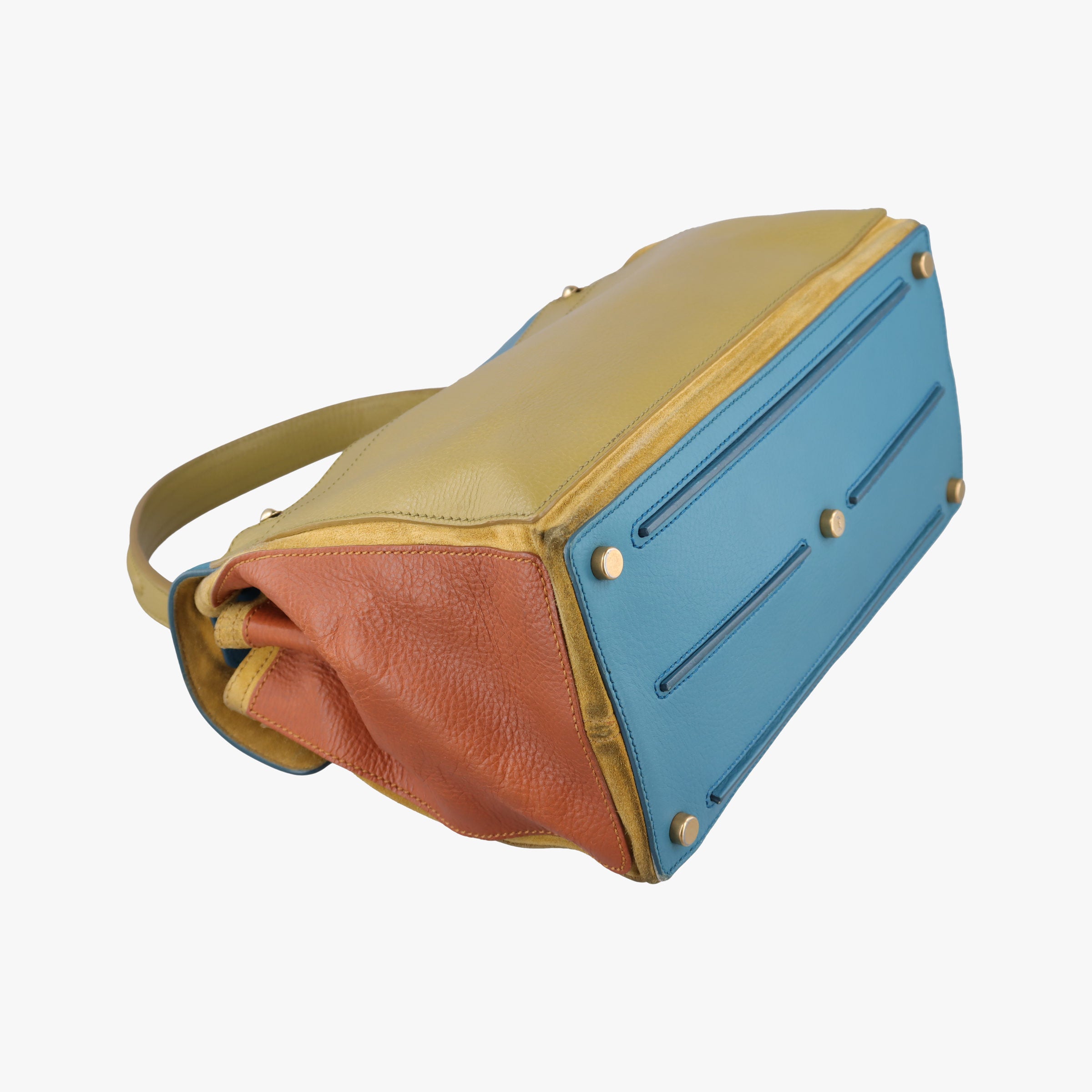 Pre-owned Yves Saint Laurent Muse Two Blue x beige×brown Leather 197149 shoulderbag | stylenewstar