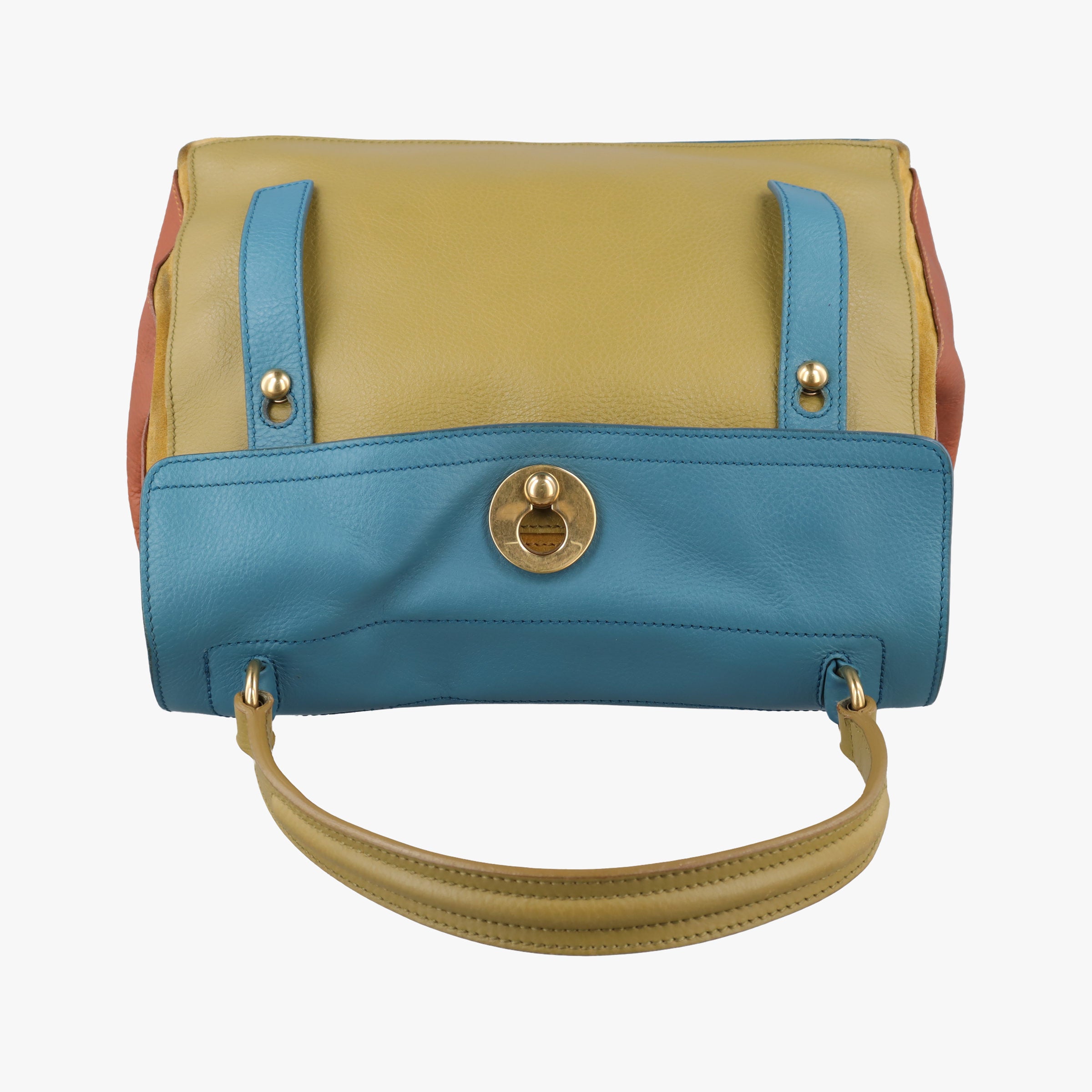 Pre-owned Yves Saint Laurent Muse Two Blue x beige×brown Leather 197149 shoulderbag | stylenewstar