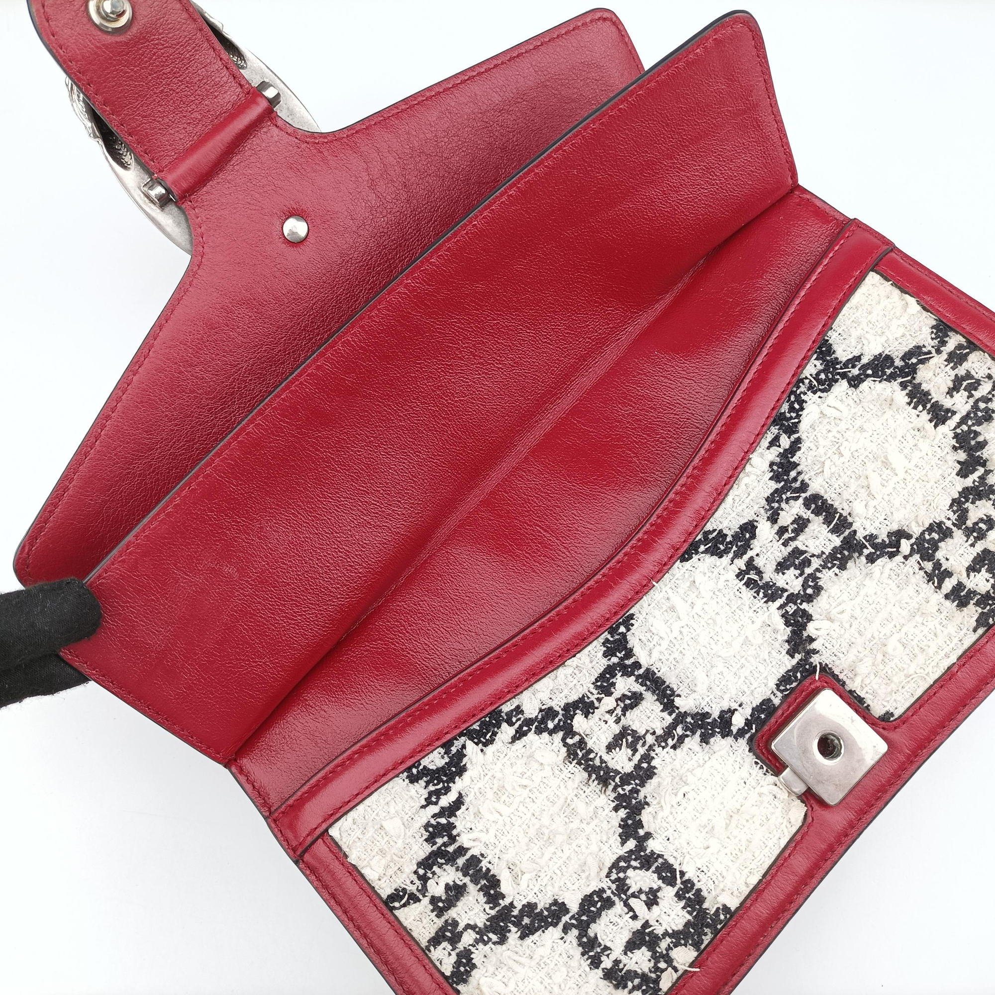 Pre-owned Gucci Dionysus Ivory × Red × Black Tweed×Leather 400249 shoulderbag | stylenewstar