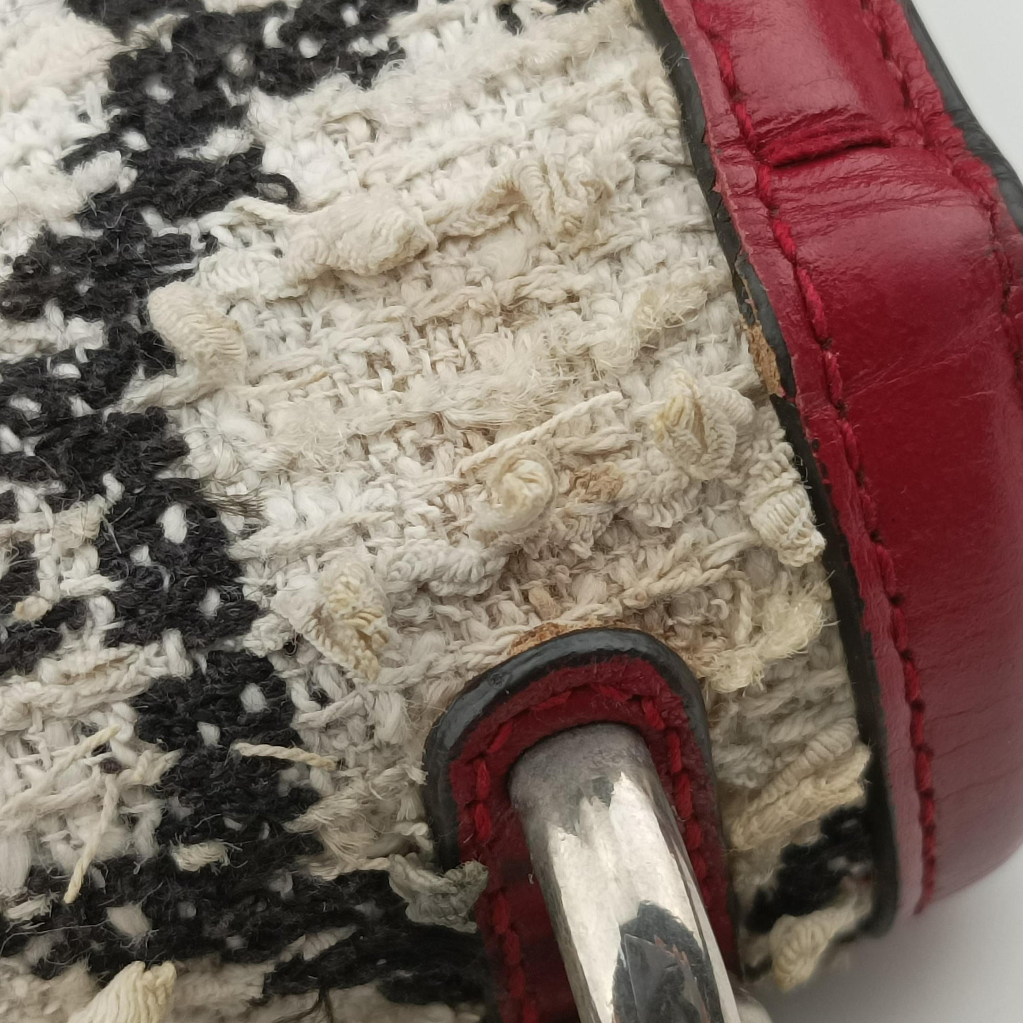 Pre-owned Gucci Dionysus Ivory × Red × Black Tweed×Leather 400249 shoulderbag | stylenewstar