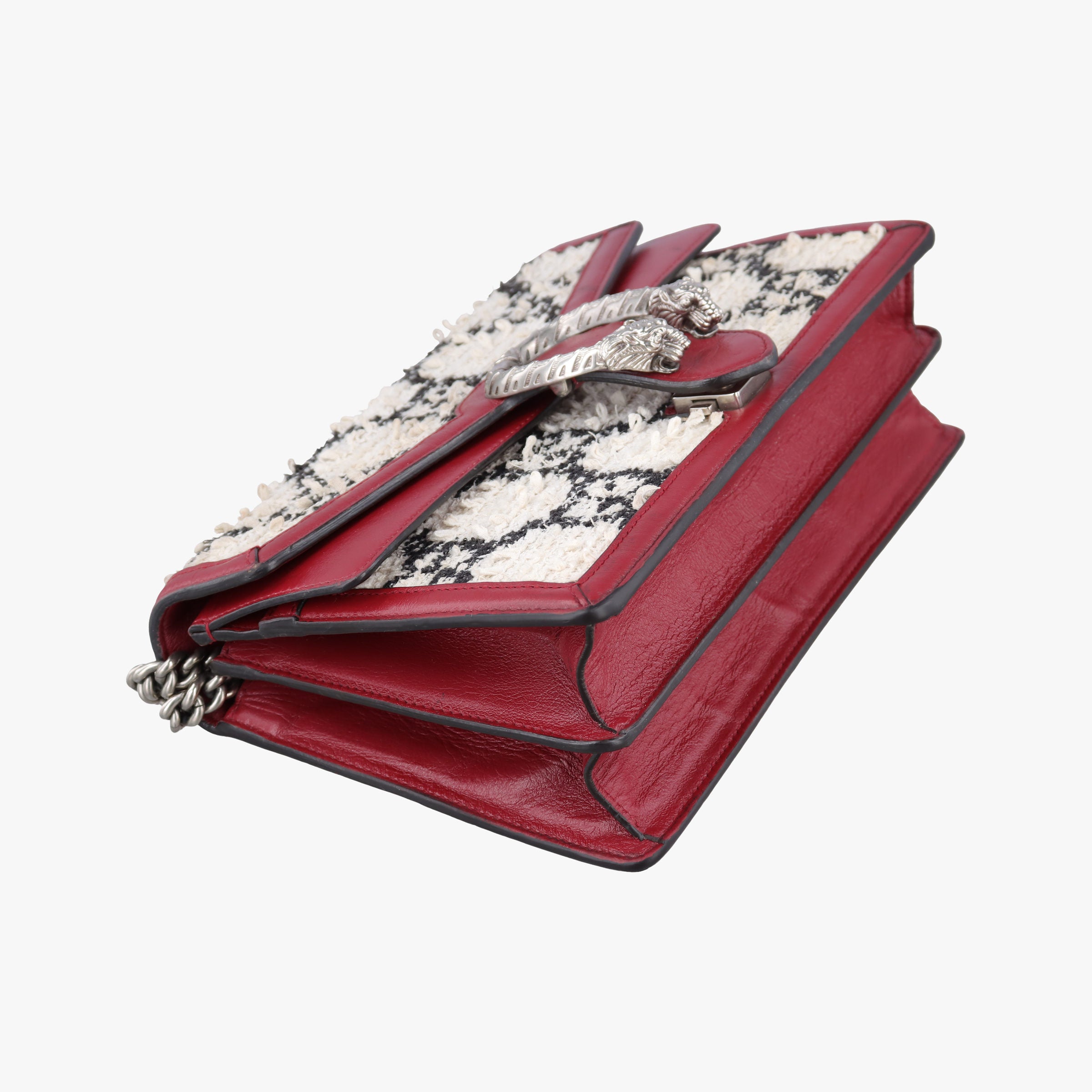 Pre-owned Gucci Dionysus Ivory × Red × Black Tweed×Leather 400249 shoulderbag | stylenewstar