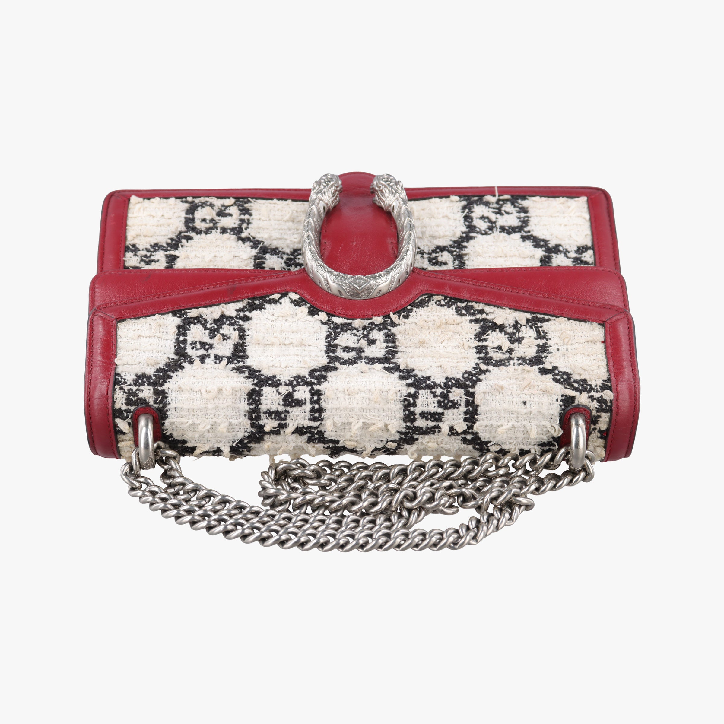 Pre-owned Gucci Dionysus Ivory × Red × Black Tweed×Leather 400249 shoulderbag | stylenewstar