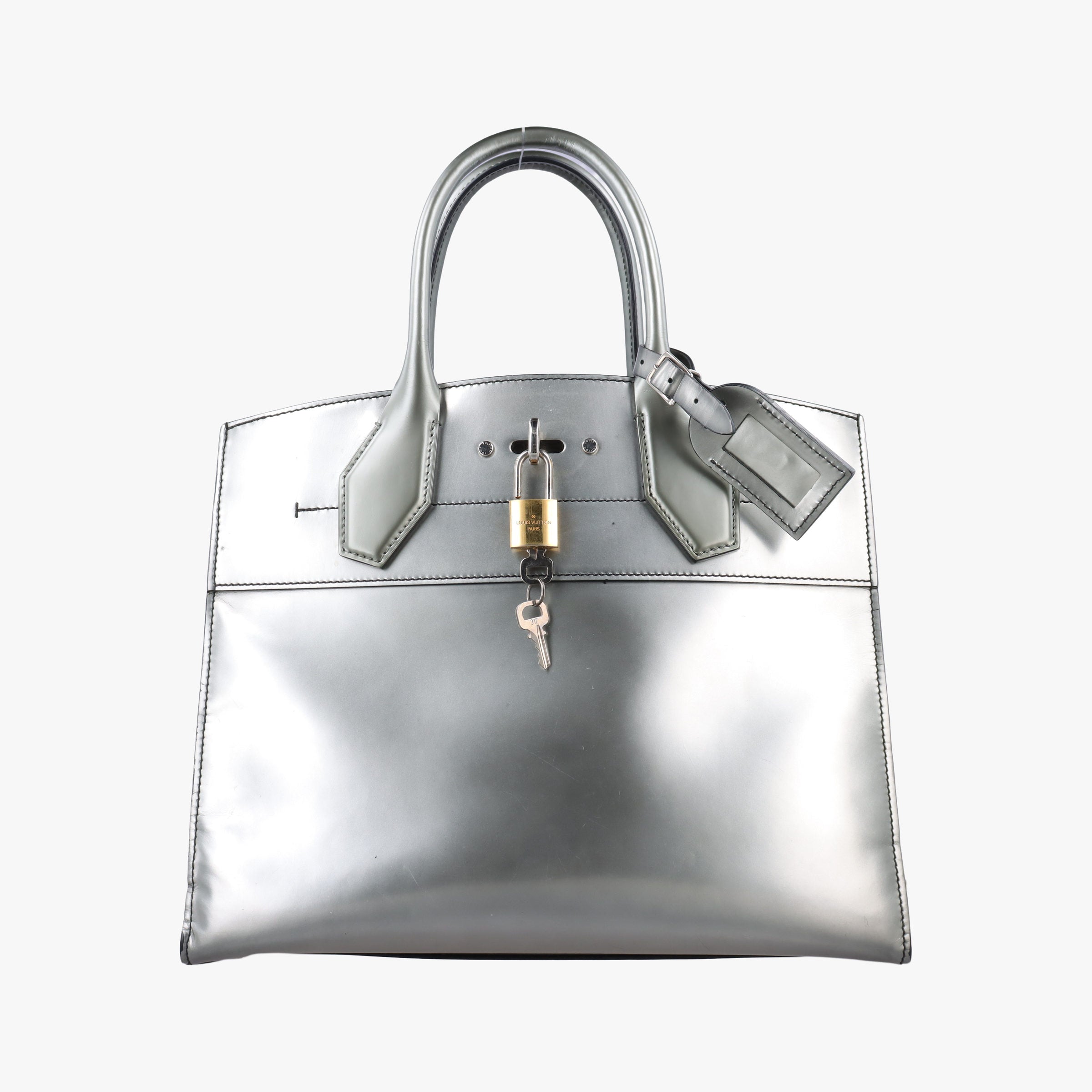 Vintage Louis Vuitton City Steamer MM Silver Smooth Calfskin Leather  handbag | stylenewstar
