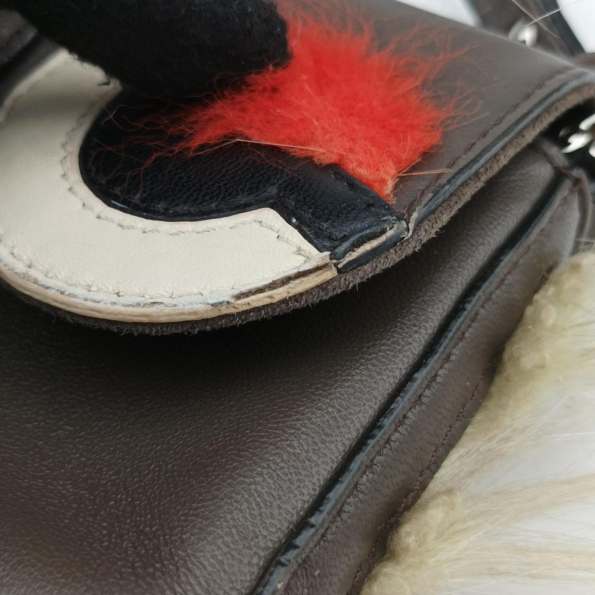 Secondhand Fendi monster micro Baguette Brown Leather 8M0354 shoulderbag | stylenewstar