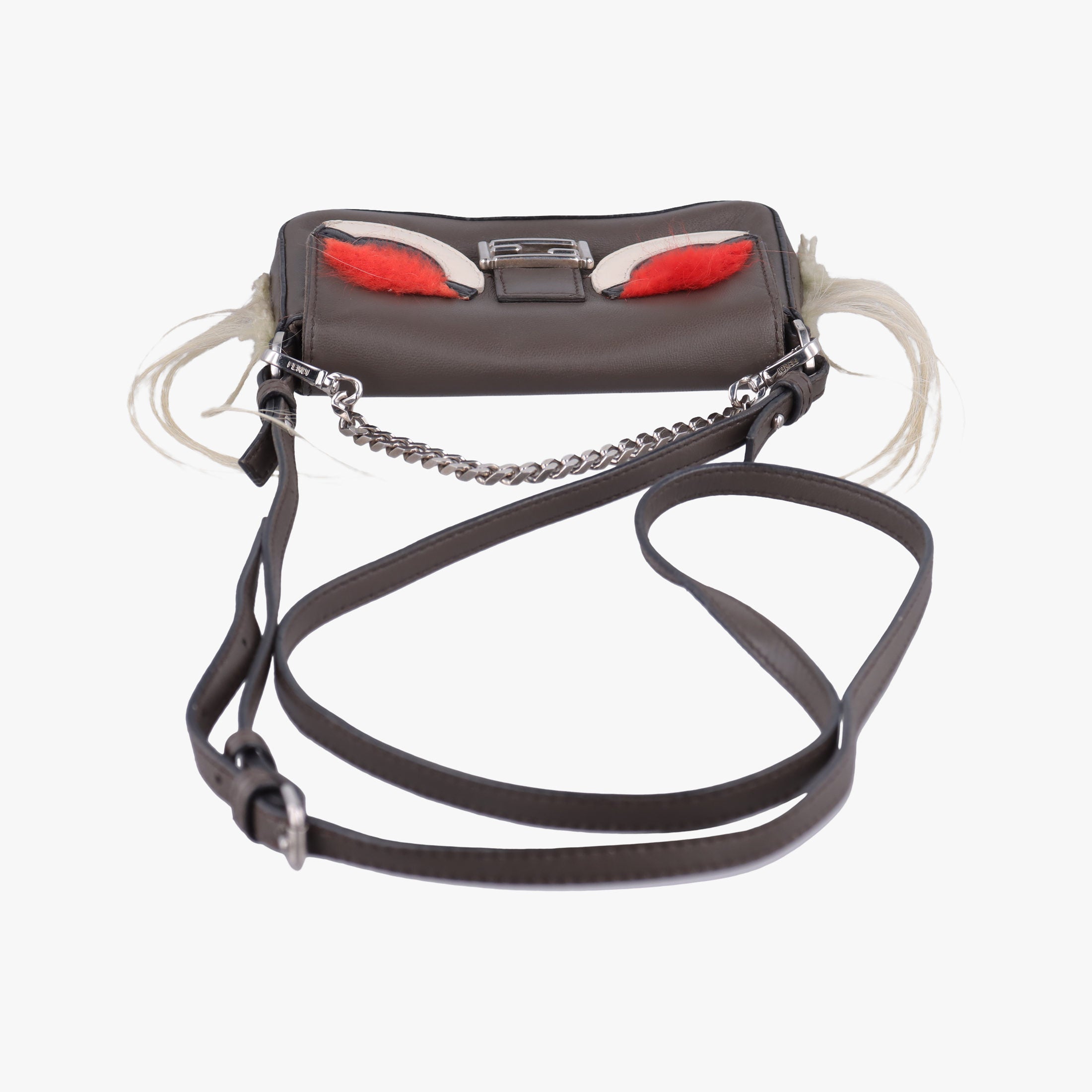 Secondhand Fendi monster micro Baguette Brown Leather 8M0354 shoulderbag | stylenewstar