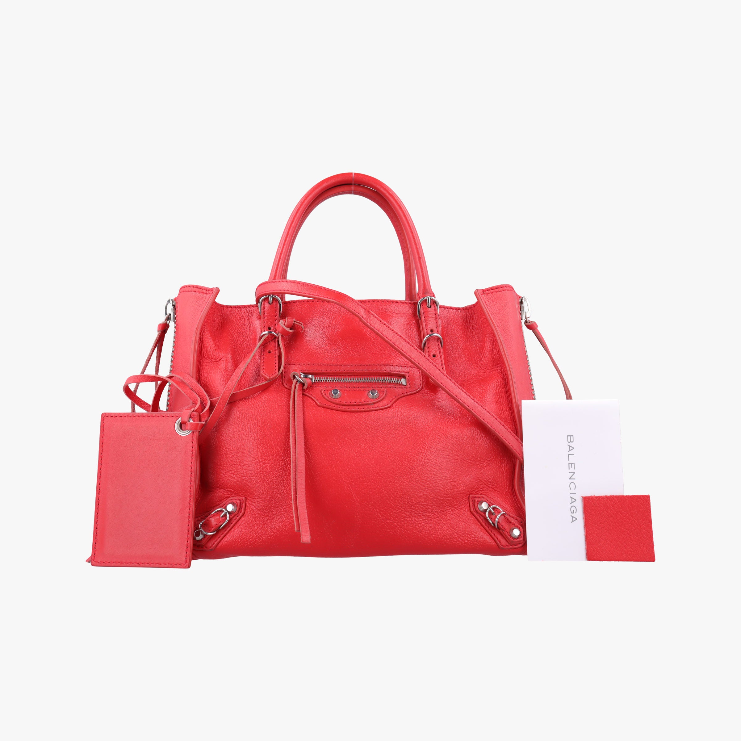 Pre-owned Balenciaga Paper A6 Zip Around Red Lambskin 370926 shoulderbag | stylenewstar