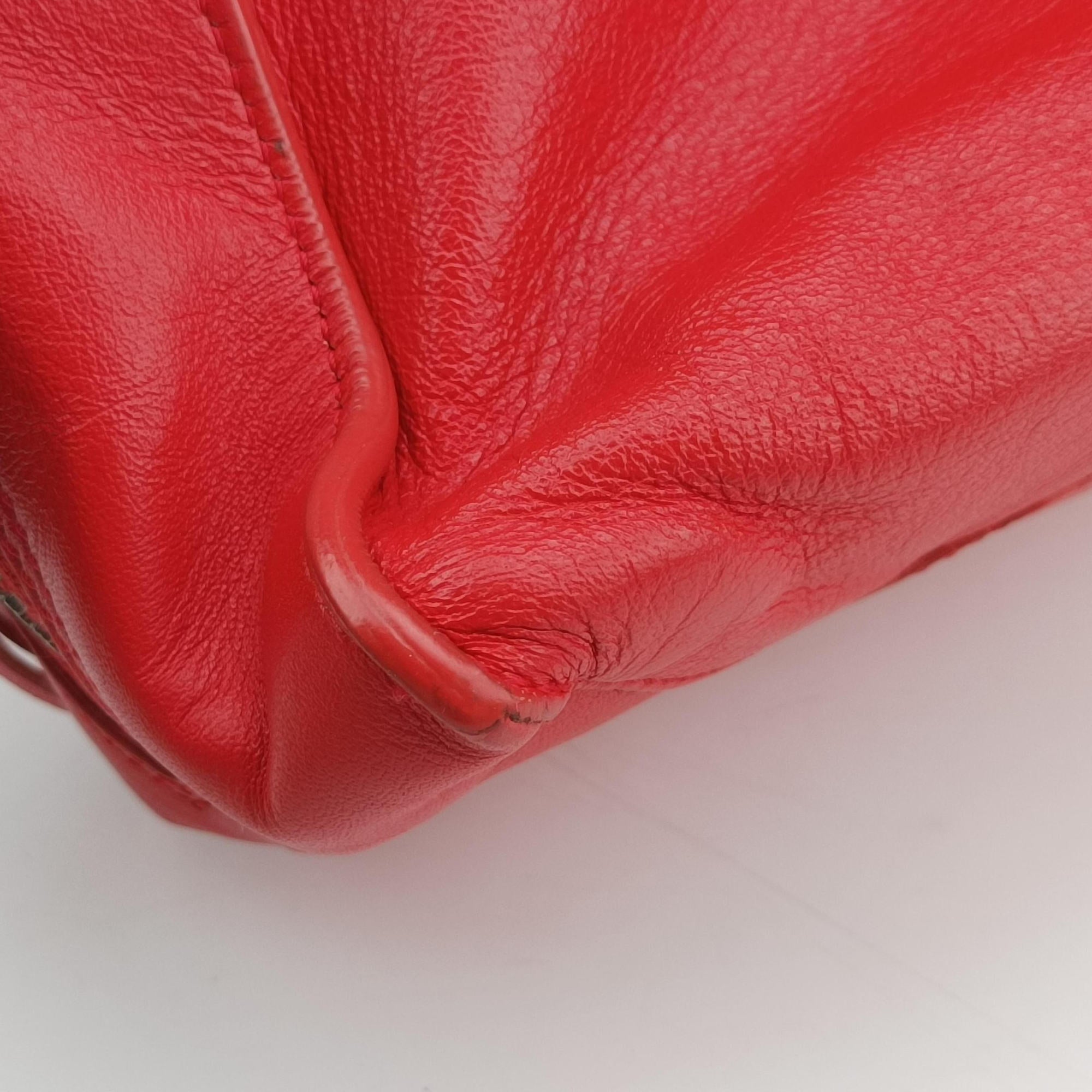Pre-owned Balenciaga Paper A6 Zip Around Red Lambskin 370926 shoulderbag | stylenewstar
