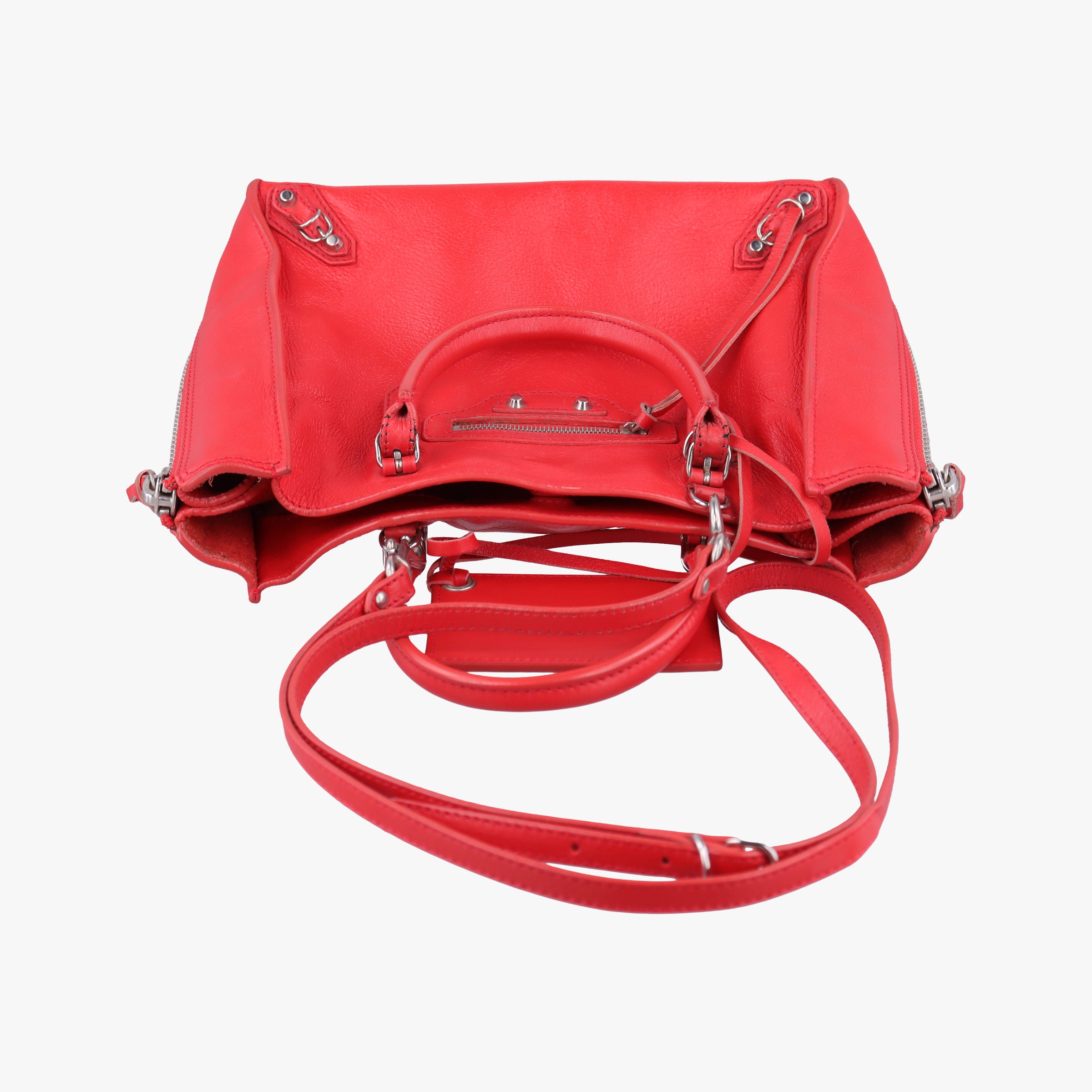Pre-owned Balenciaga Paper A6 Zip Around Red Lambskin 370926 shoulderbag | stylenewstar