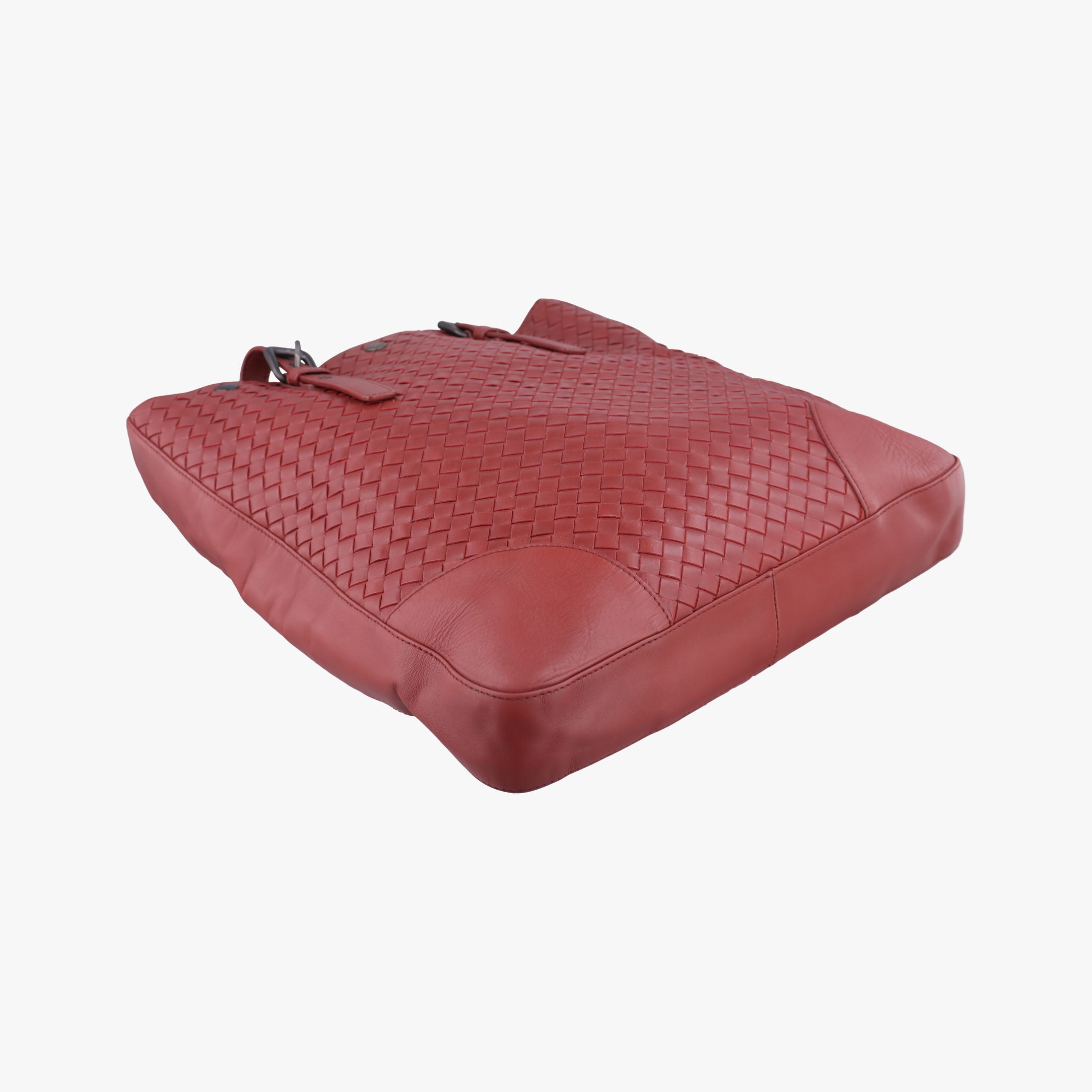 Pre-owned Bottega Veneta Intrecciato Shopper Acatl Red lambskin  handbag | stylenewstar