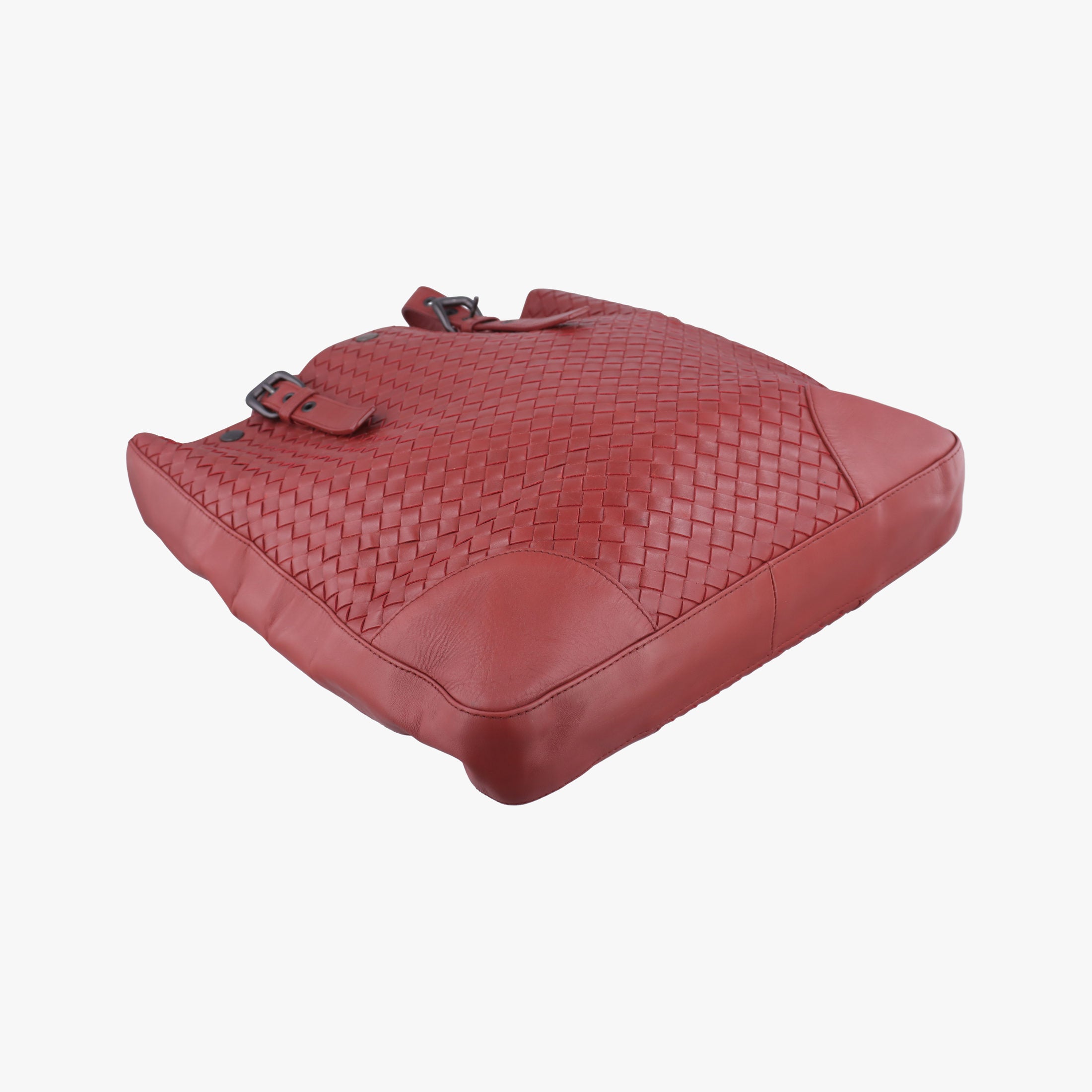 Pre-owned Bottega Veneta Intrecciato Shopper Acatl Red lambskin  handbag | stylenewstar
