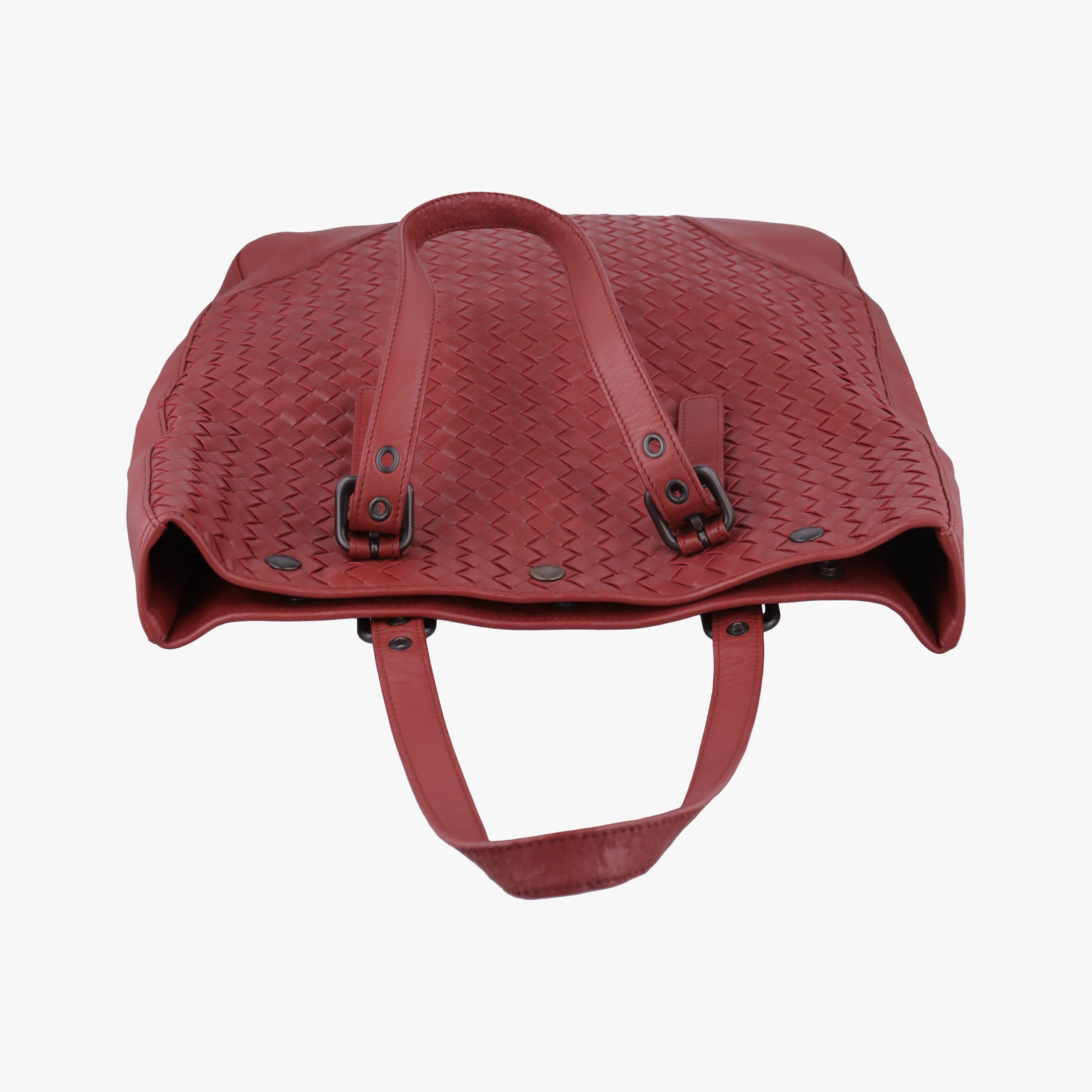 Pre-owned Bottega Veneta Intrecciato Shopper Acatl Red lambskin  handbag | stylenewstar