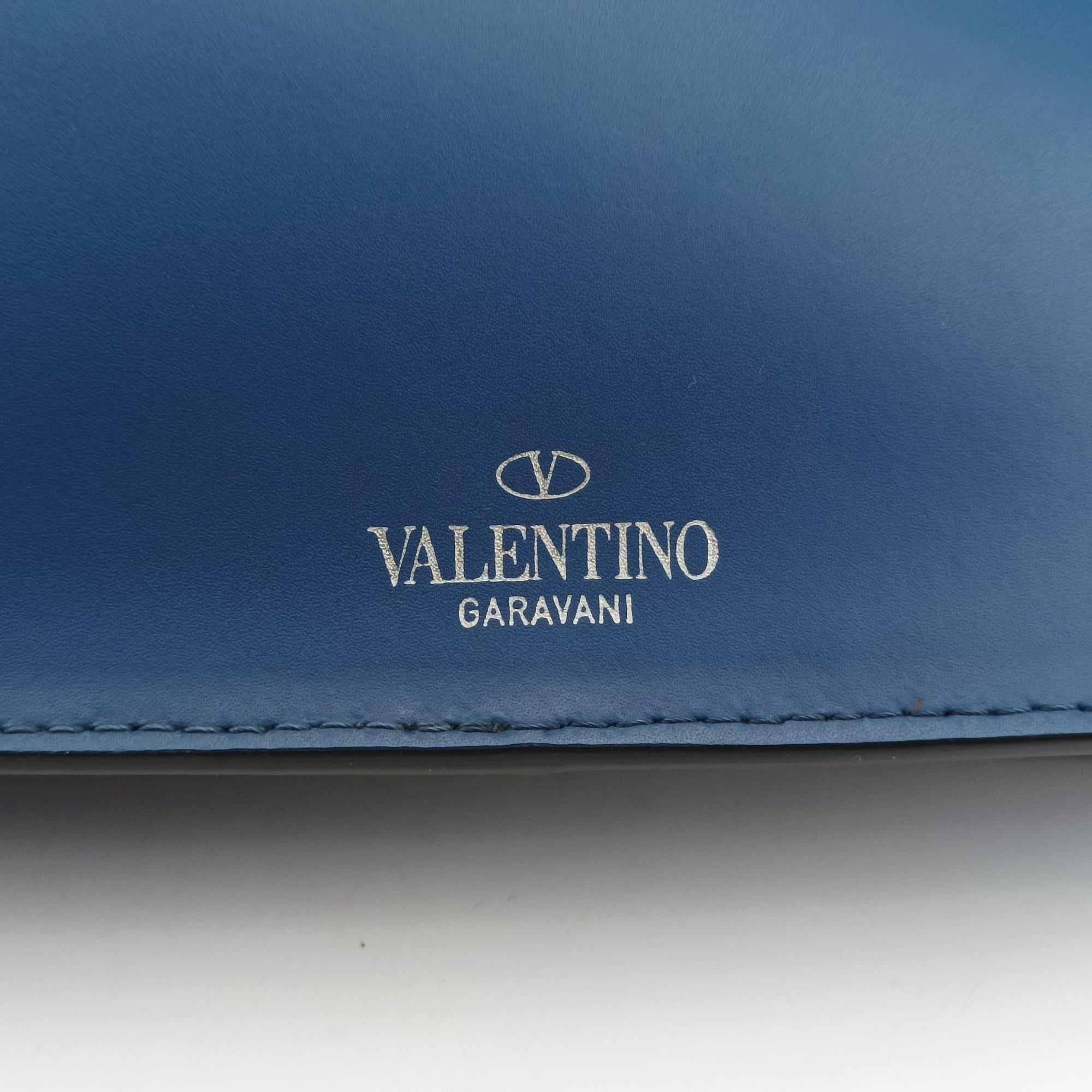 Pre-owned Valentino VLTN Print Blue Leather  bum bag/waist bag | stylenewstar