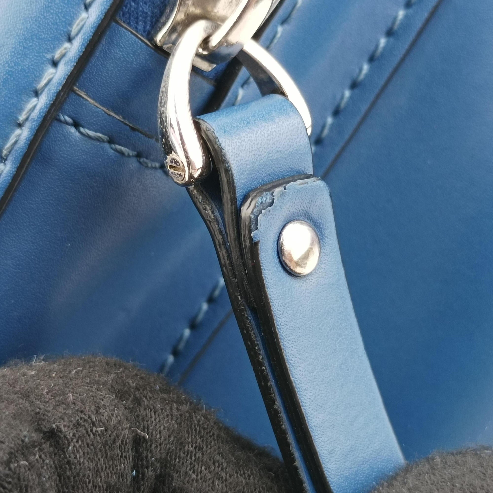 Pre-owned Valentino VLTN Print Blue Leather  bum bag/waist bag | stylenewstar