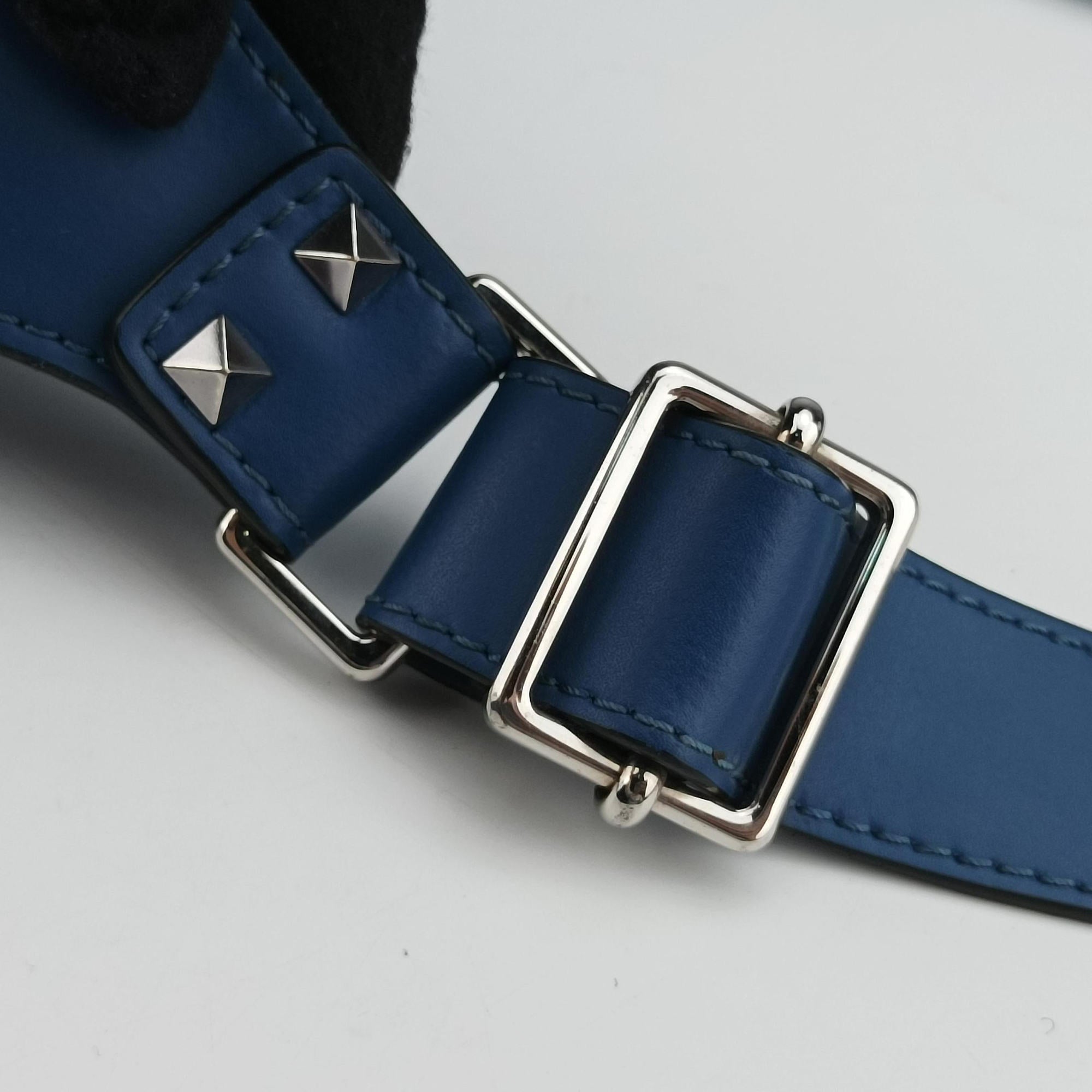 Pre-owned Valentino VLTN Print Blue Leather  bum bag/waist bag | stylenewstar