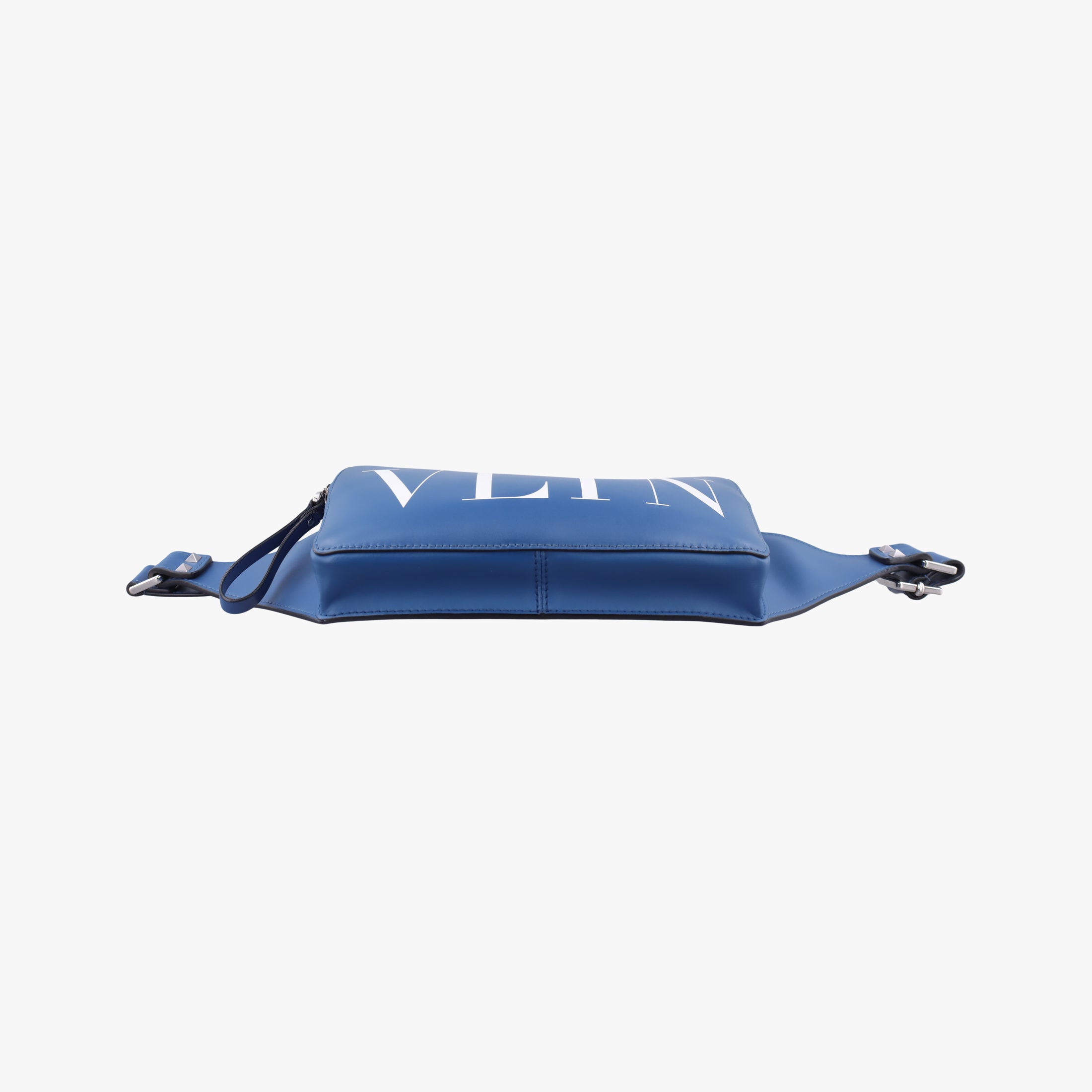 Pre-owned Valentino VLTN Print Blue Leather  bum bag/waist bag | stylenewstar
